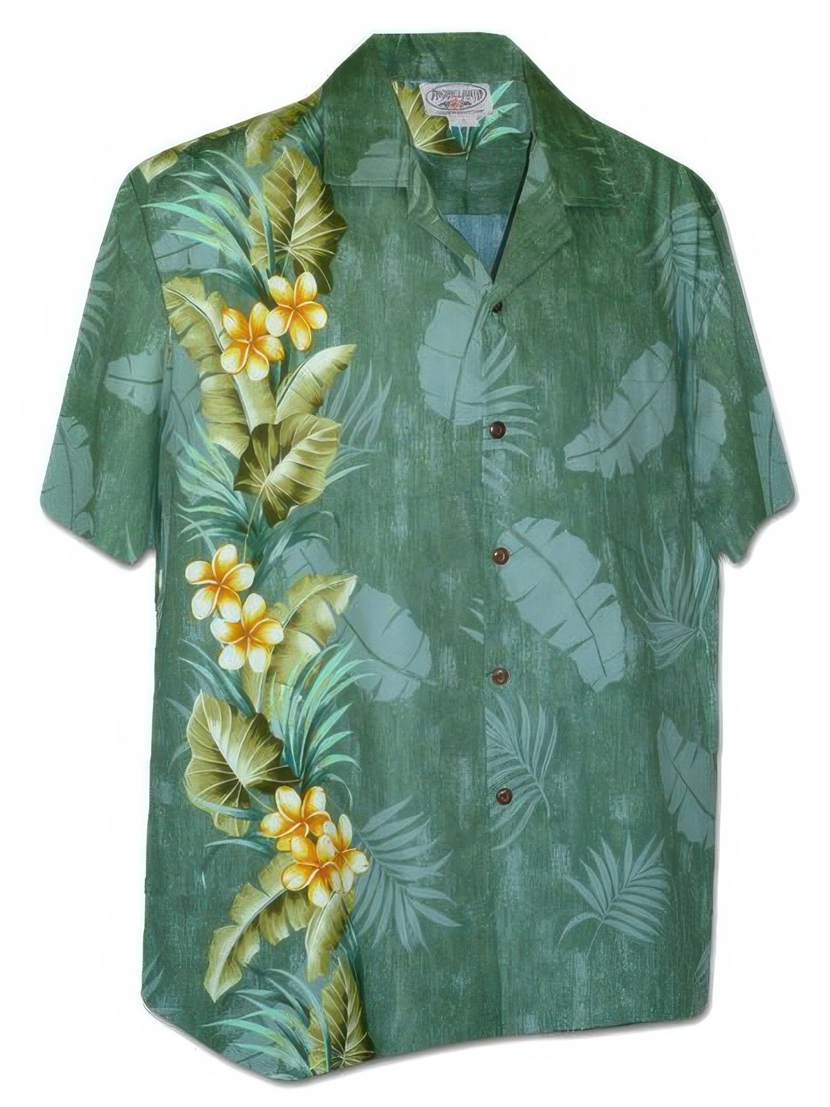 Pacific Legend - Tropical Plant Panel Sage Cotton Men's Hawaiian Shirt