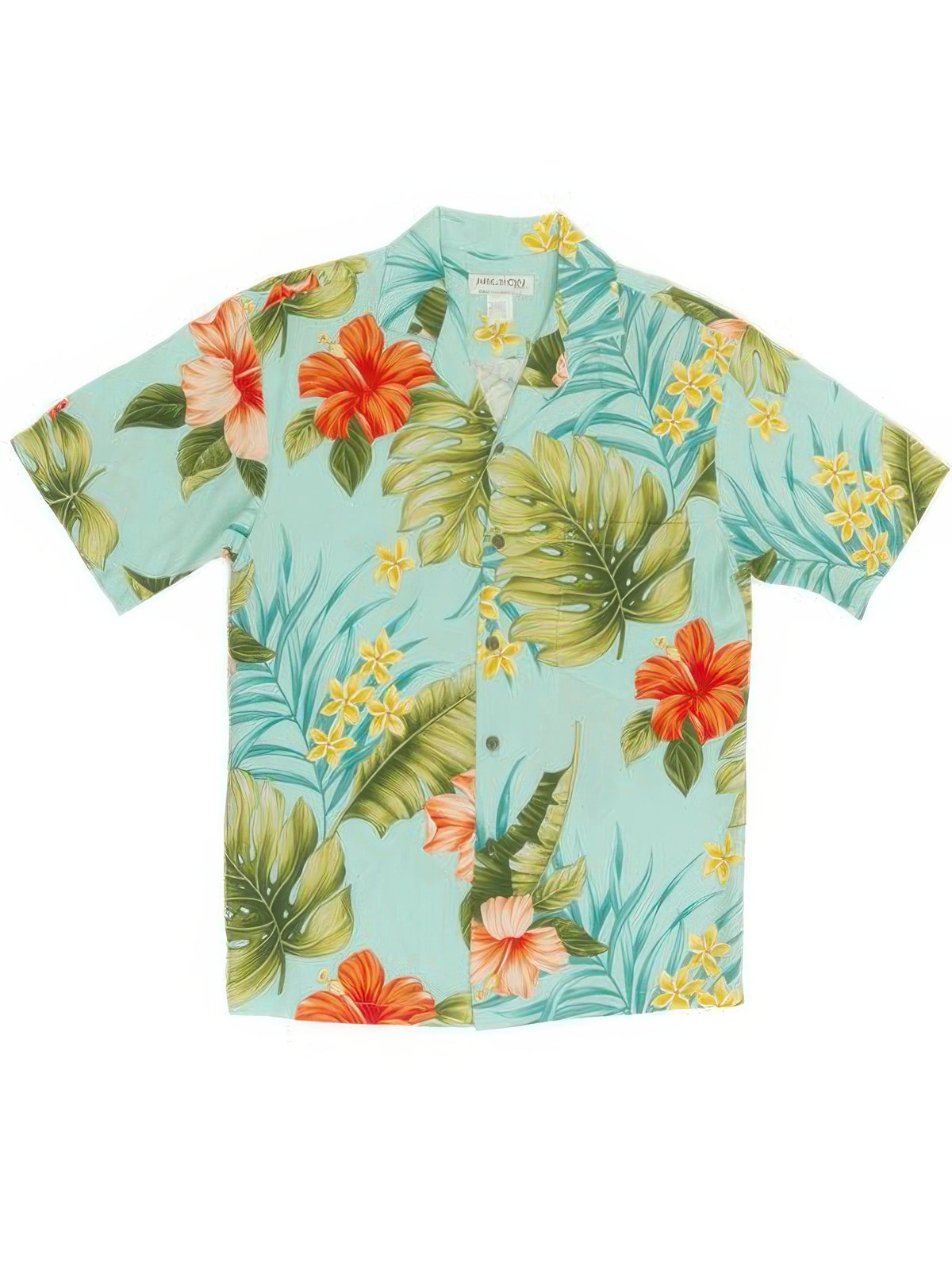 Ky's - Classic Hibiscus Green Rayon Men's Hawaiian Shirt