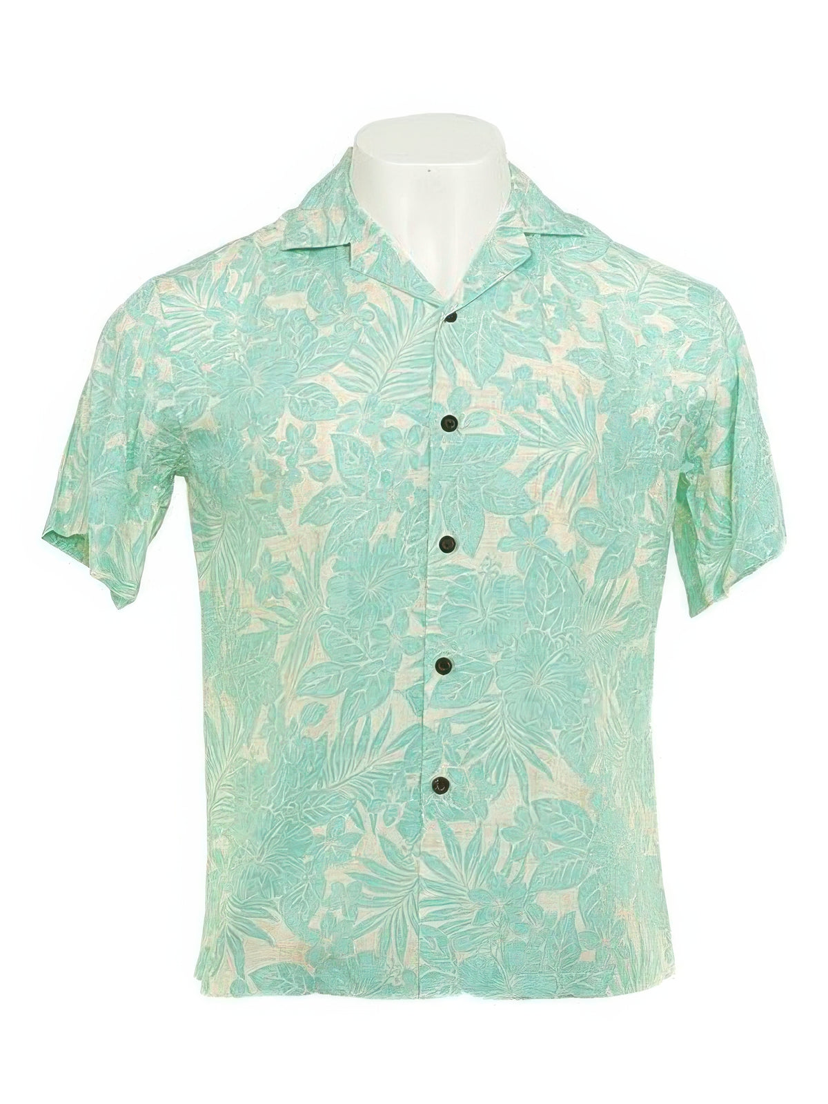 Ky's - Hidden Hibiscus Garden Green Rayon Men's Hawaiian Shirt