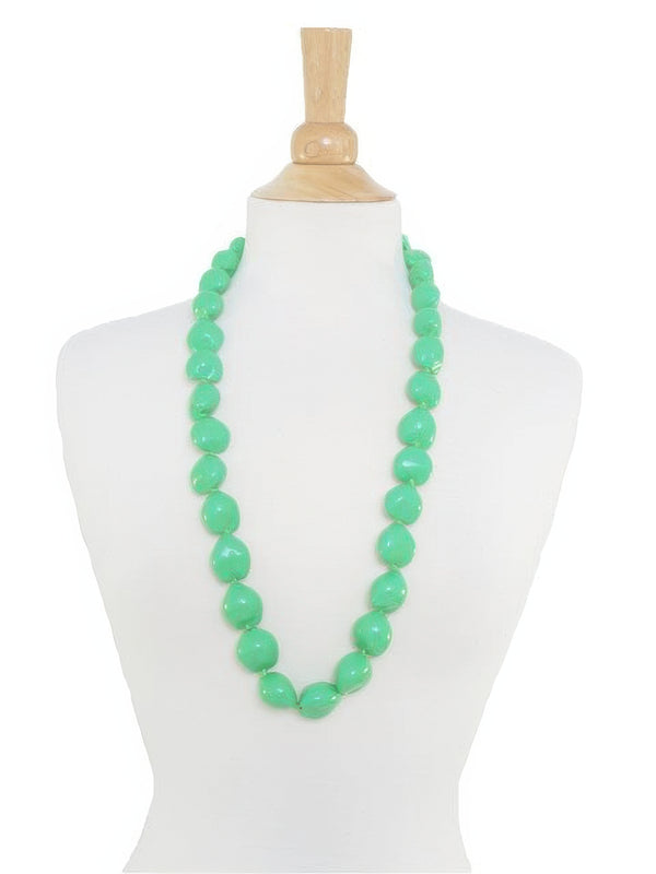 Ka Makani - Mint Green Painted Kukui Nut Lei