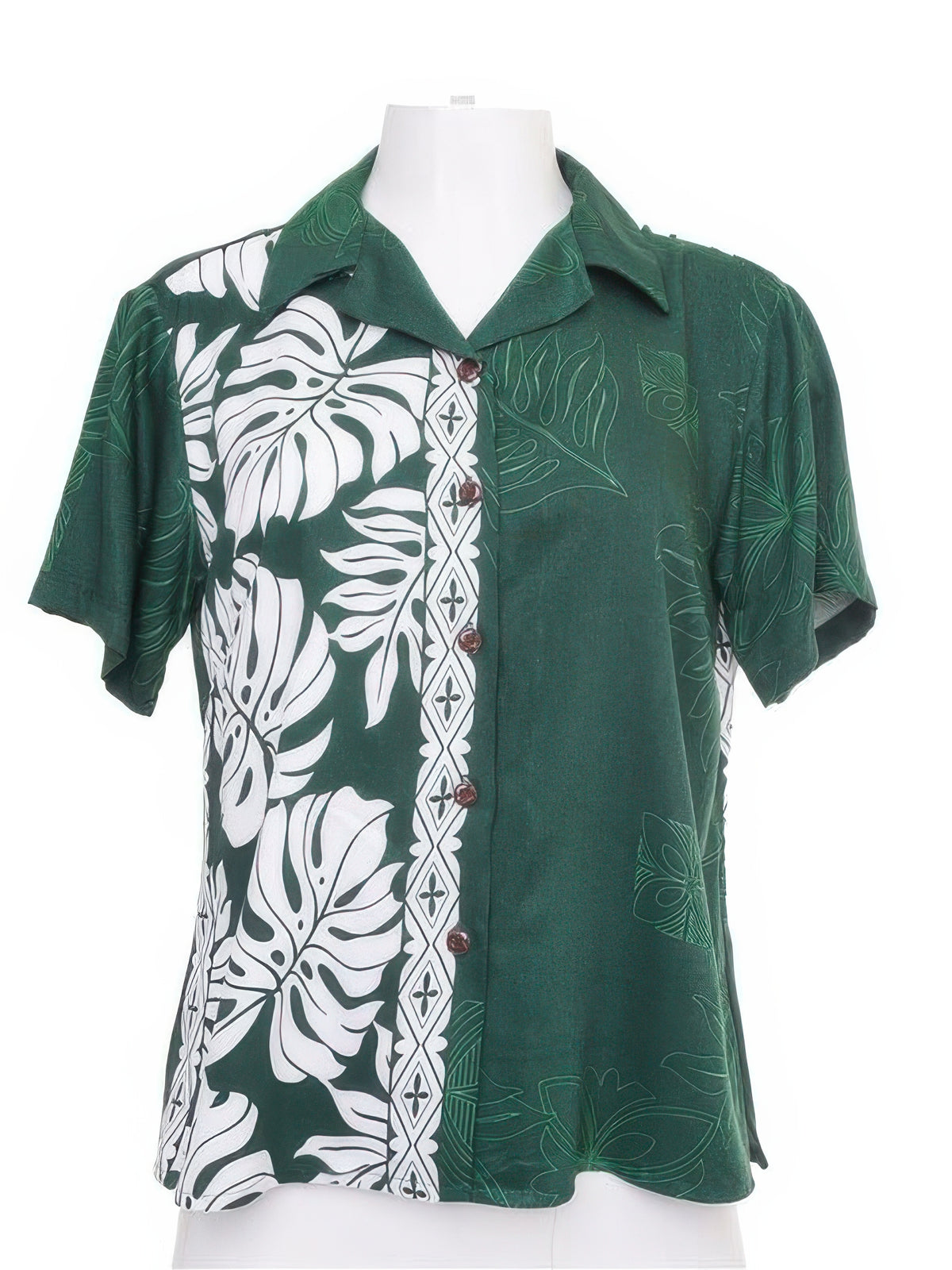 Hilo Hattie - Prince Kuhio Forest & White Rayon Women's Hawaiian Shirt