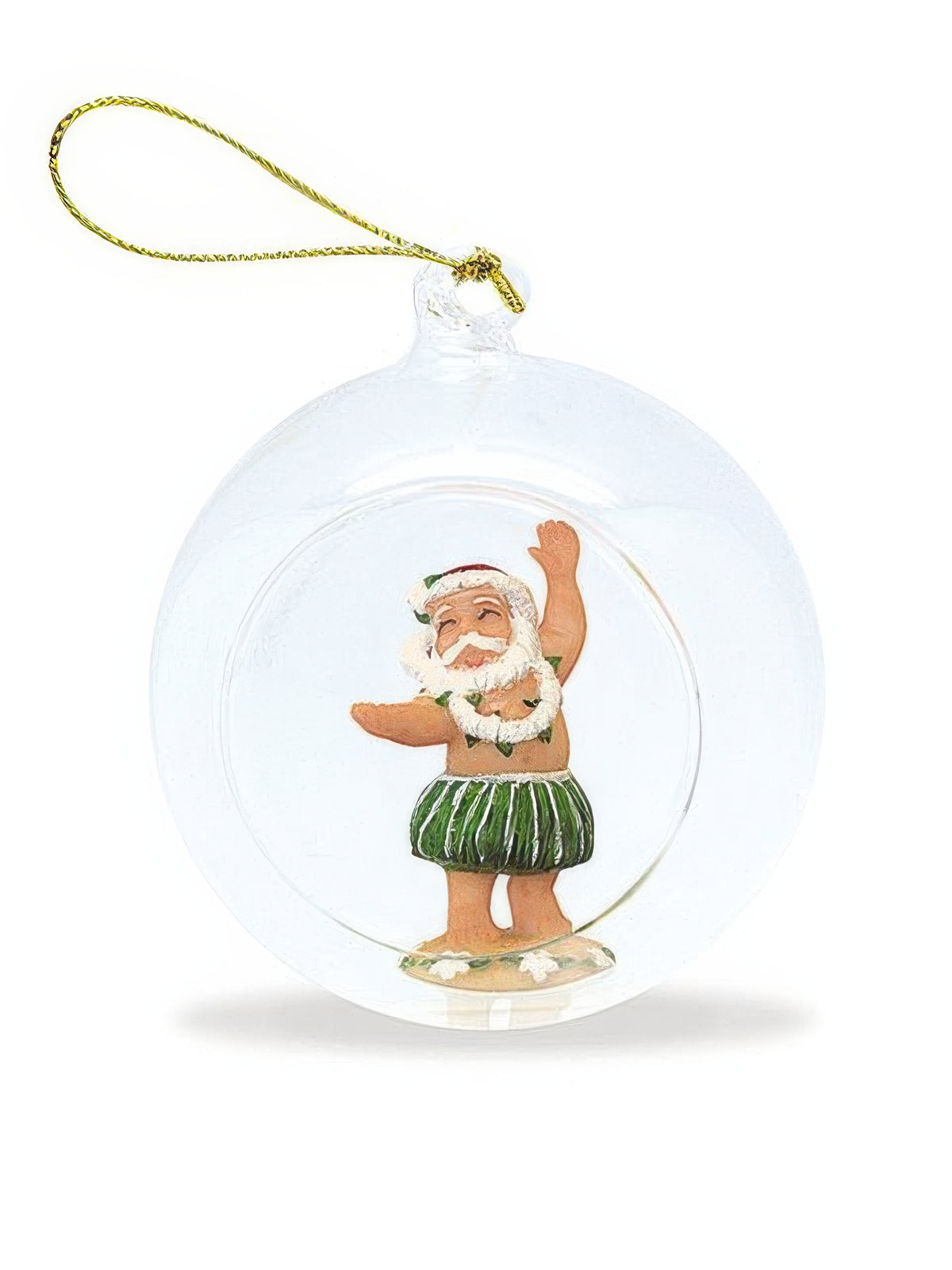 Ka Makani - Hula Santa Glass Globe Hawaiian Christmas Ornaments