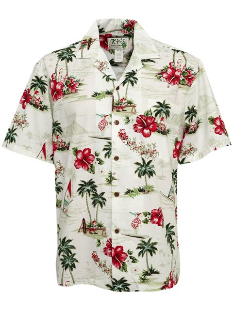 Ky's - Christmas White Cotton Poplin Men's Hawaiian Shirt