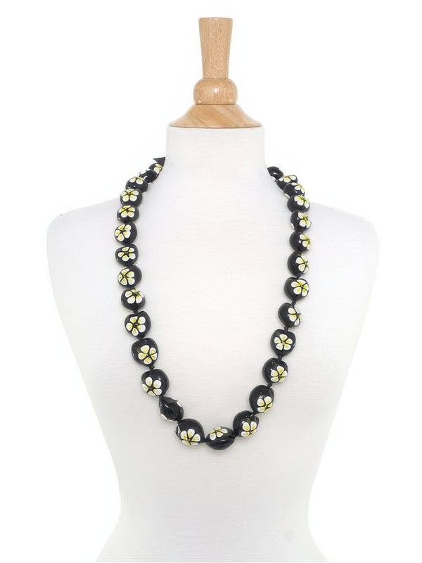 Ka Makani - Hibiscus White Painted Kukui Nut Lei