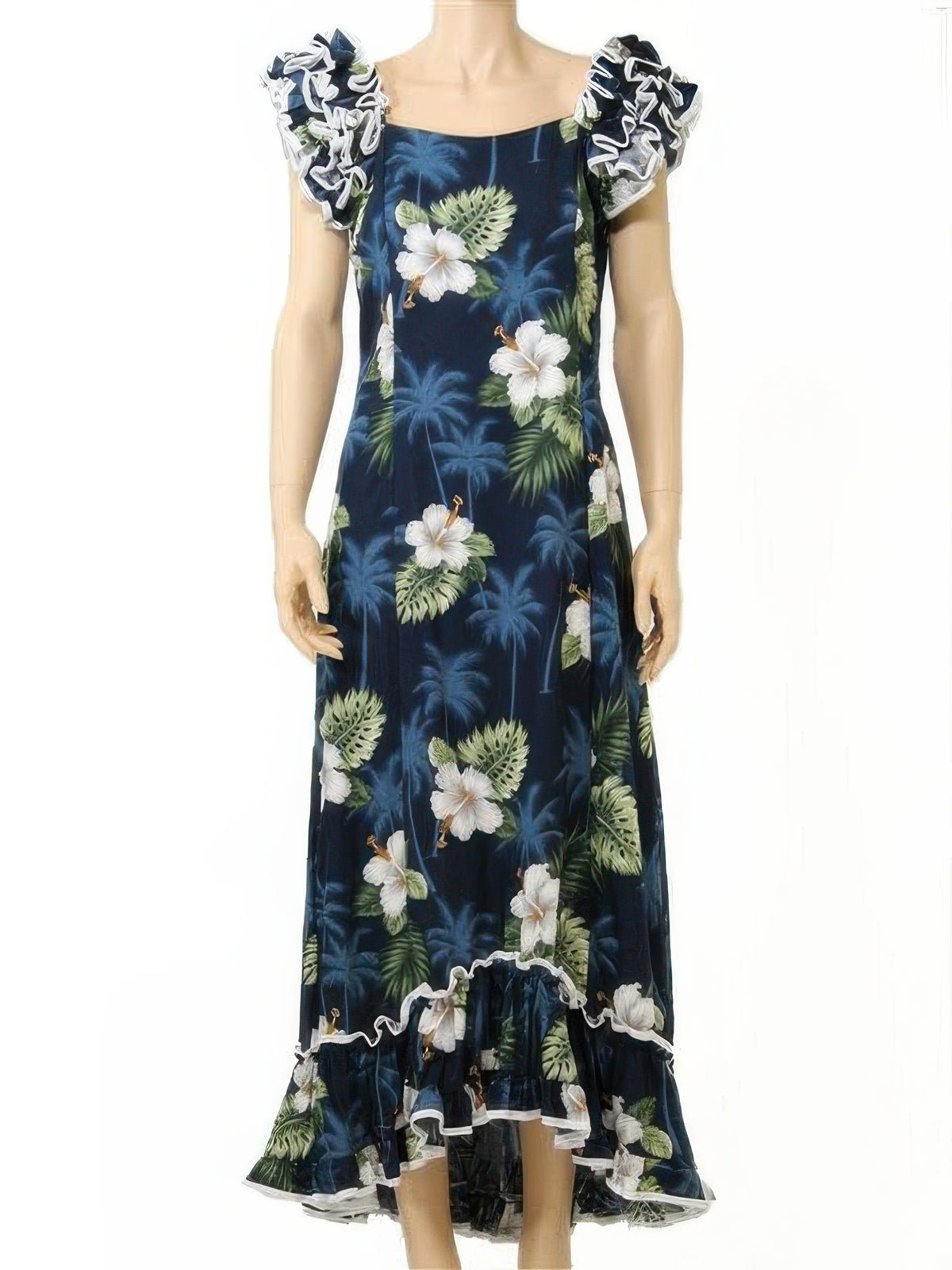 hawaiian dresses cotton Blmnix Ladies Dresses Fit & Flare Hawaiian Dresses Cotton Dresses Petticoat Cocktail-Length Short Sleeve Square Neckline Casual Summer Dresses for