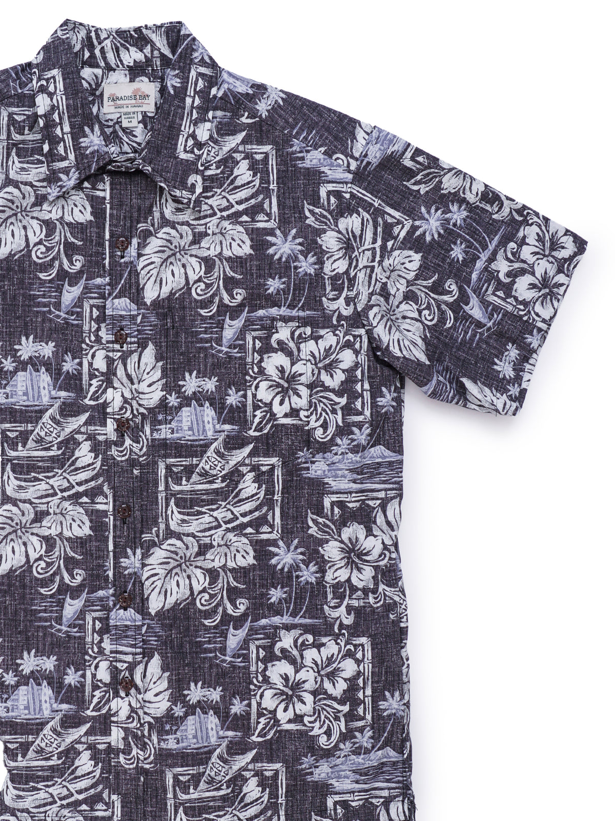 Royal Hawaiian Creations - Pastel Hibiscus Charcoal Reverse Print Men's Hawaiian Shirt