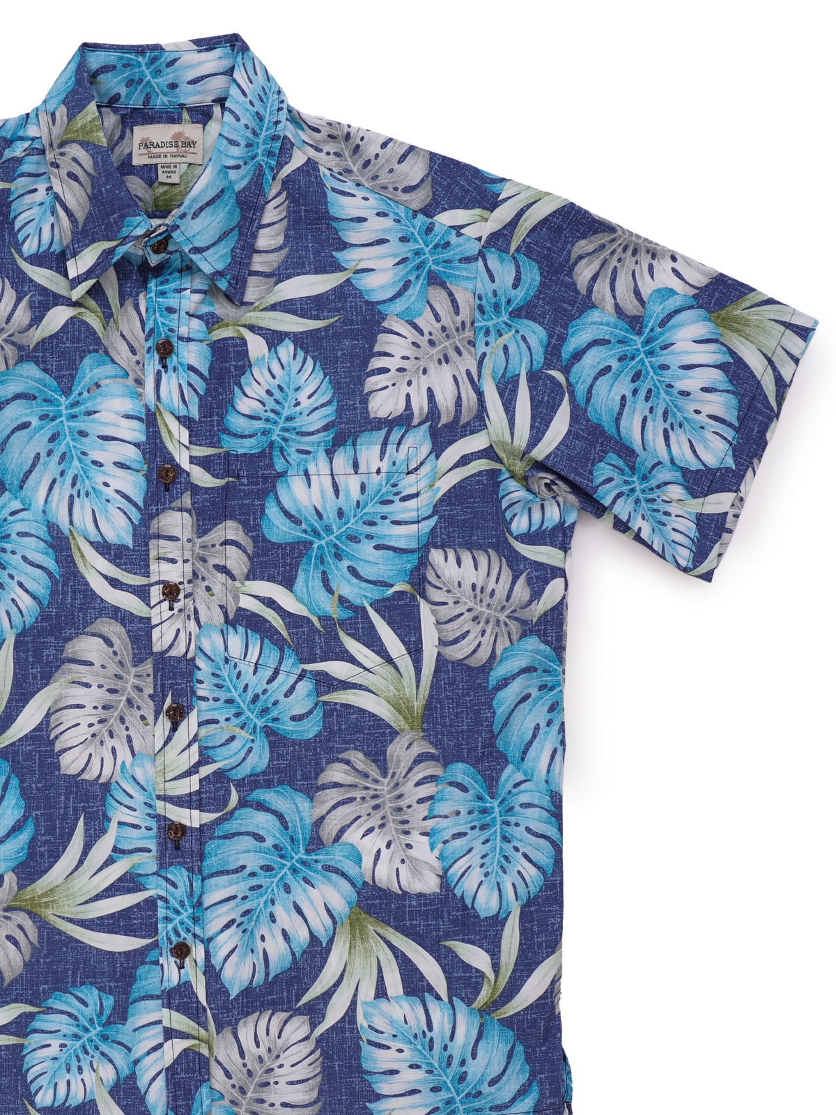 Royal Hawaiian Creations - Hilo Garden Blue Reverse Print Men's Hawaiian Shirt