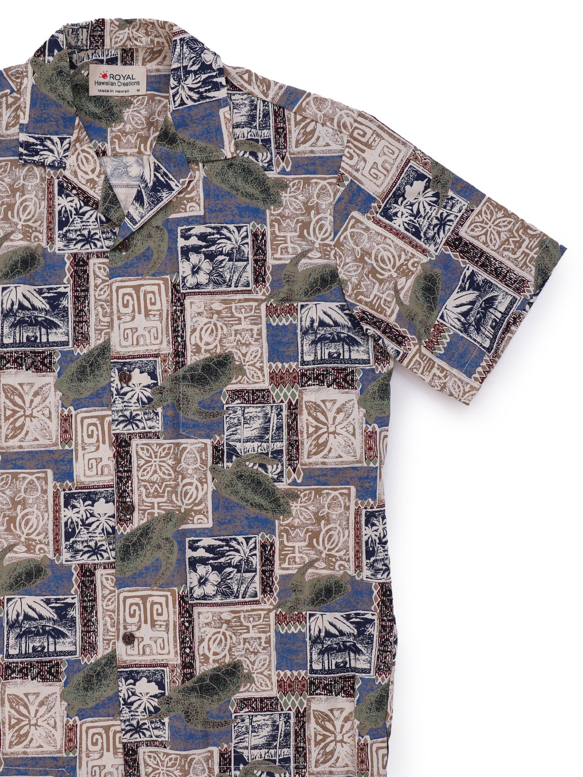 Royal Hawaiian Creations - Turtle Blue Cotton Men's Hawaiian Shirt