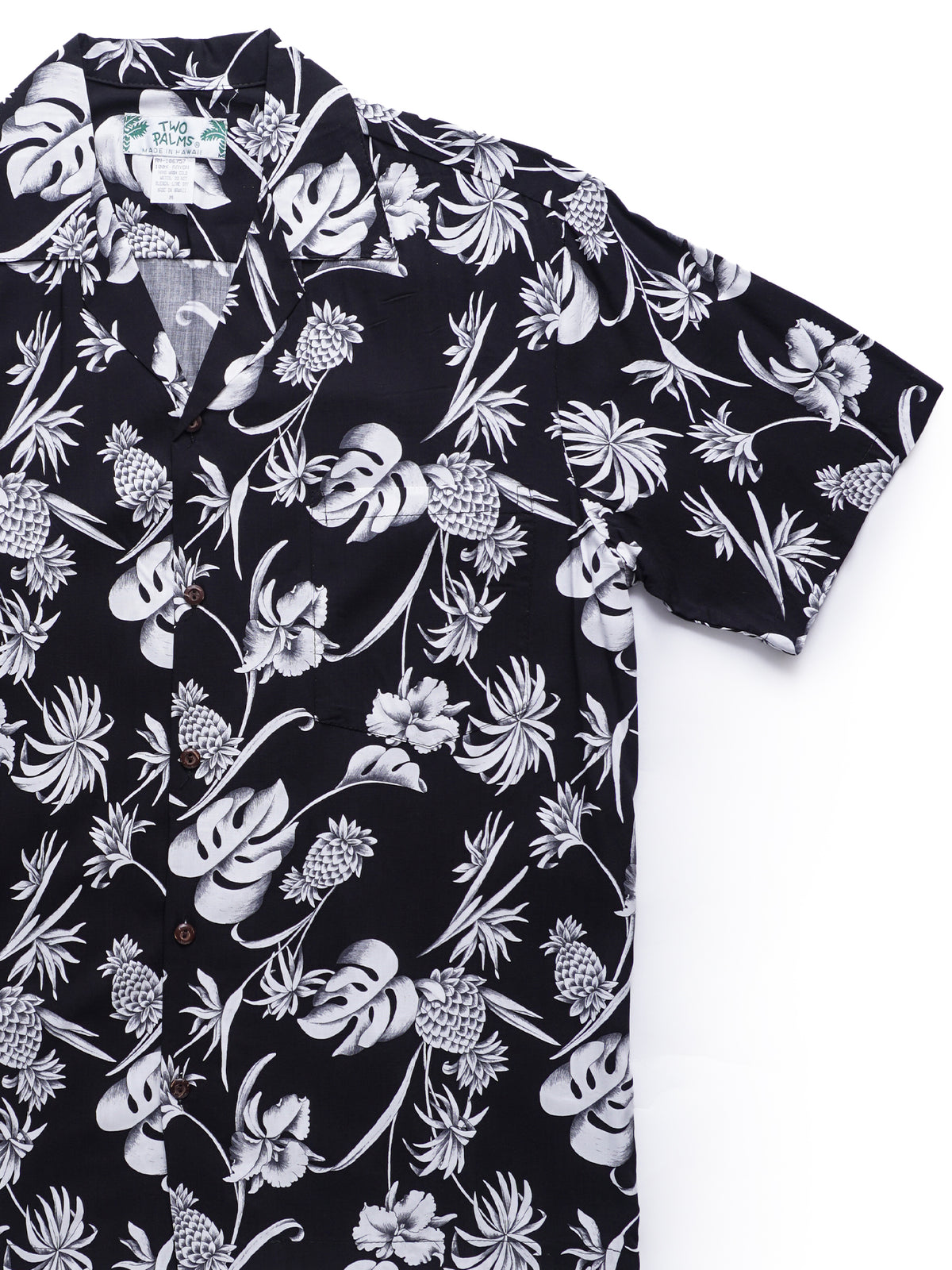 Two Palms - Dream Garden Black Rayon Men's Hawaiian Shirt