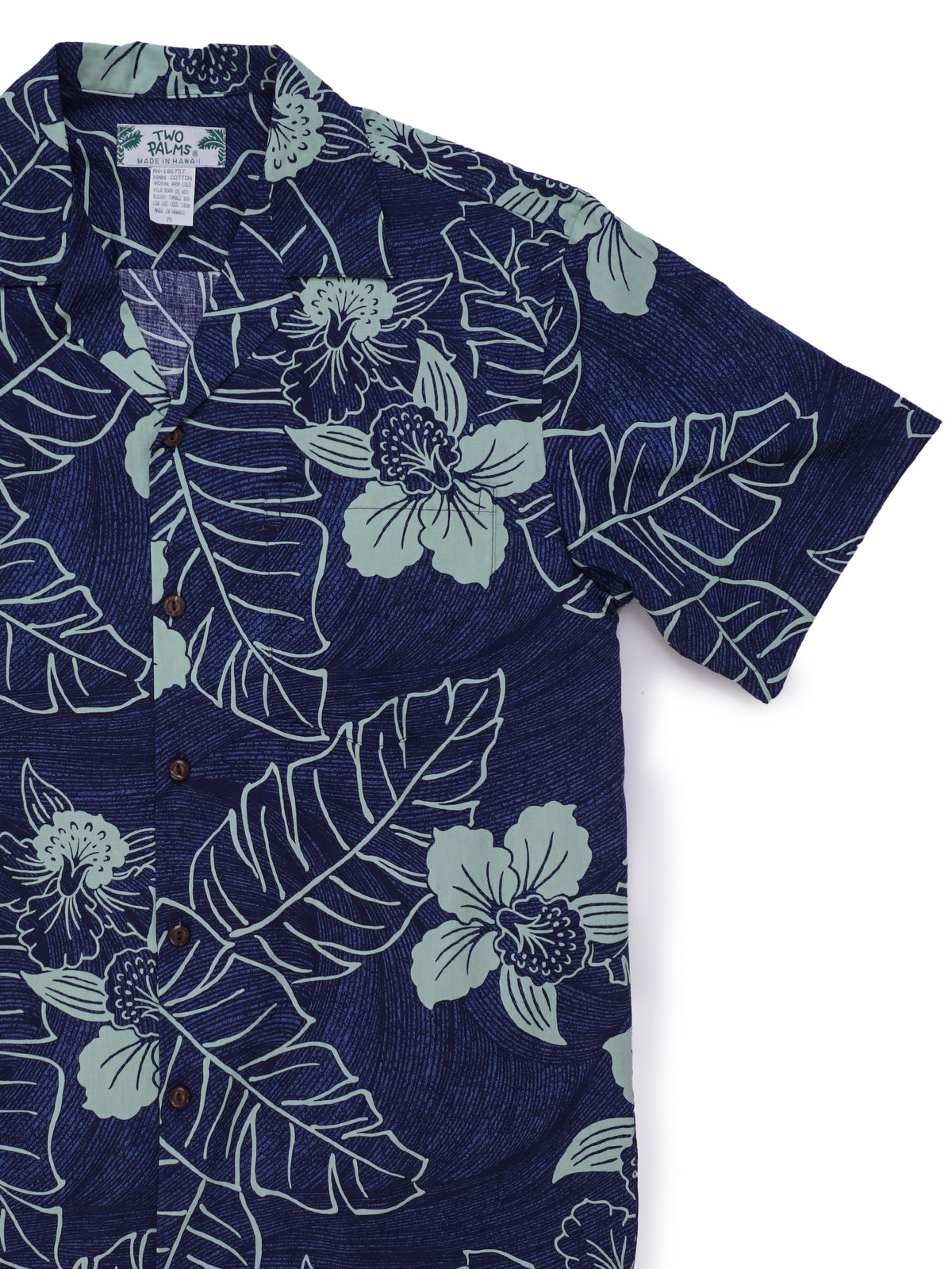 Two Palms - Niihau Navy Cotton Men's Open Collar Hawaiian Shirt
