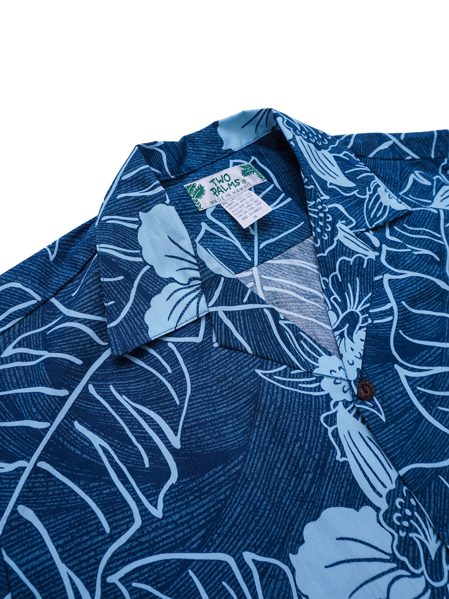 Two Palms - Niihau Teal Cotton Men's Open Collar Hawaiian Shirt