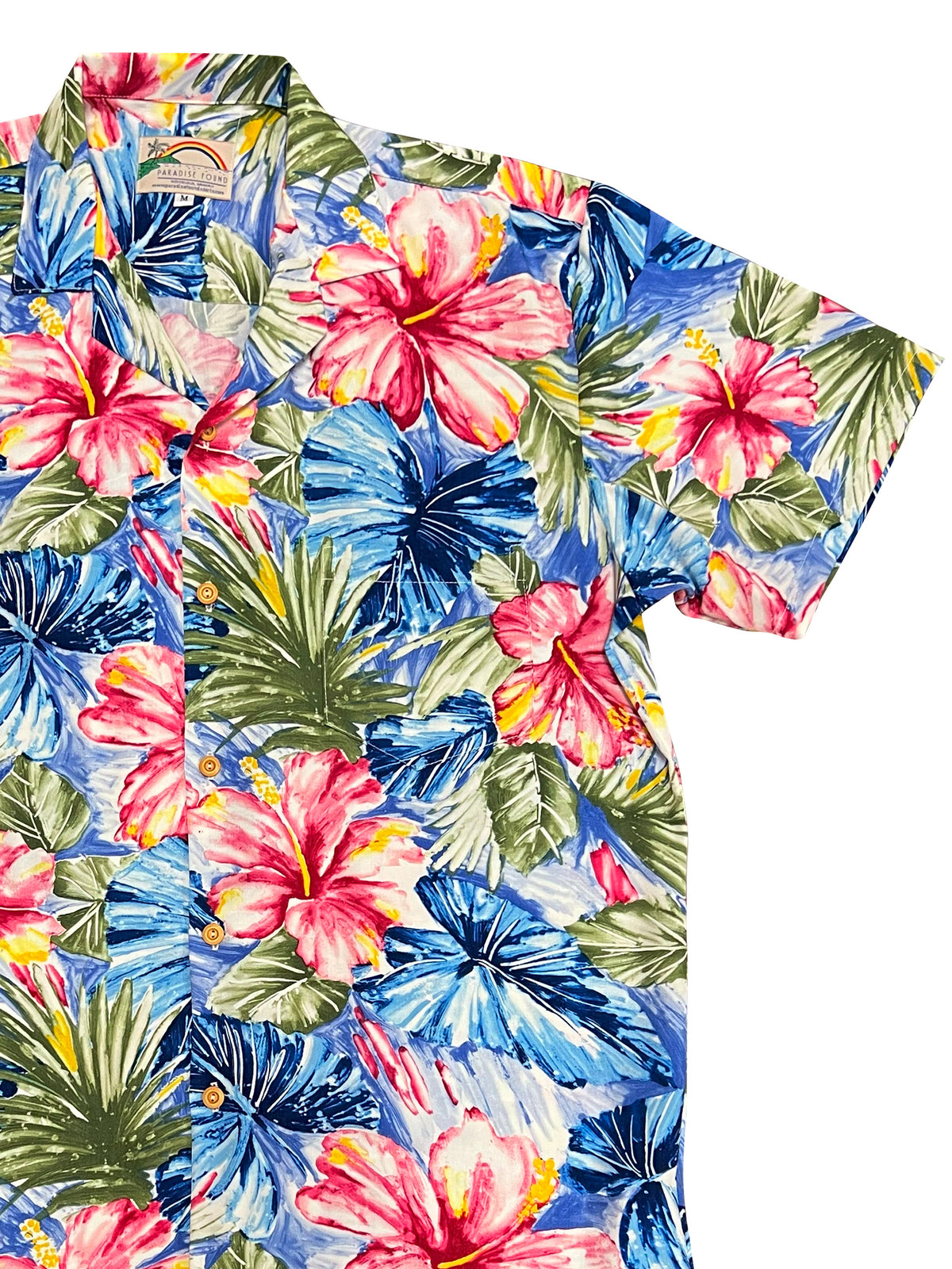 Paradise Found - Painted Hibiscus Blue Men's Hawaiian Shirt