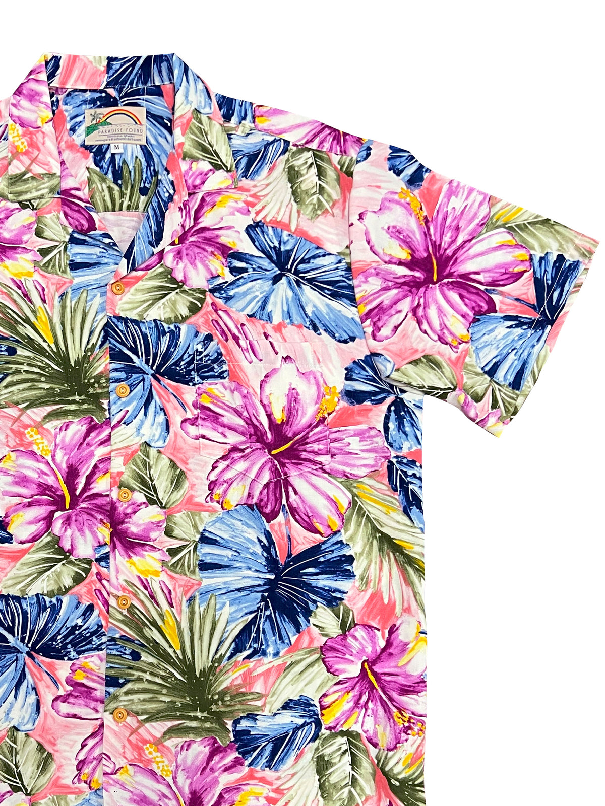 Paradise Found - Painted Hibiscus Coral Men's Hawaiian Shirt