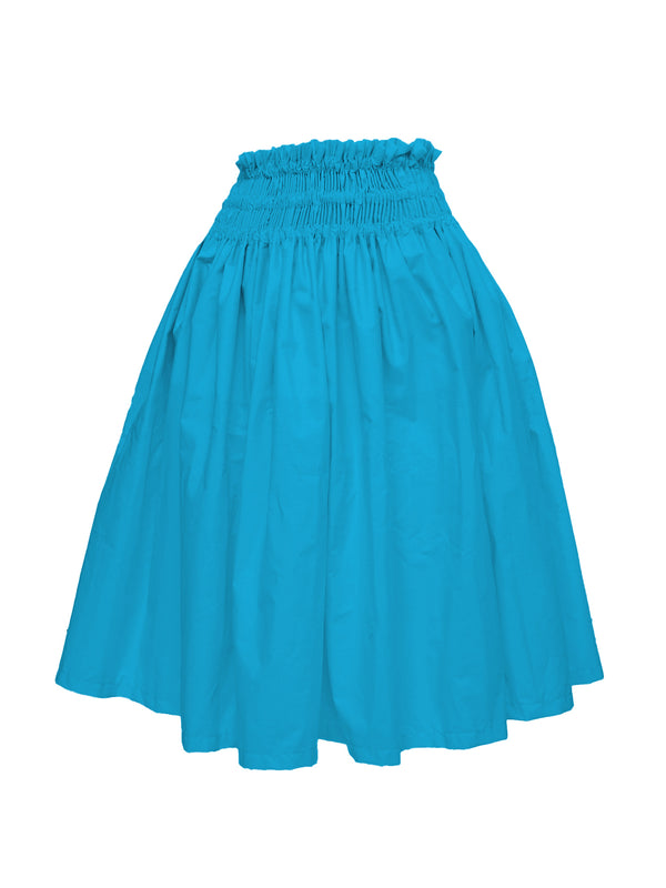 Ka Makani - Solid Indian Turquoise Poly Cotton Hula Pau Skirt / 3 Bands