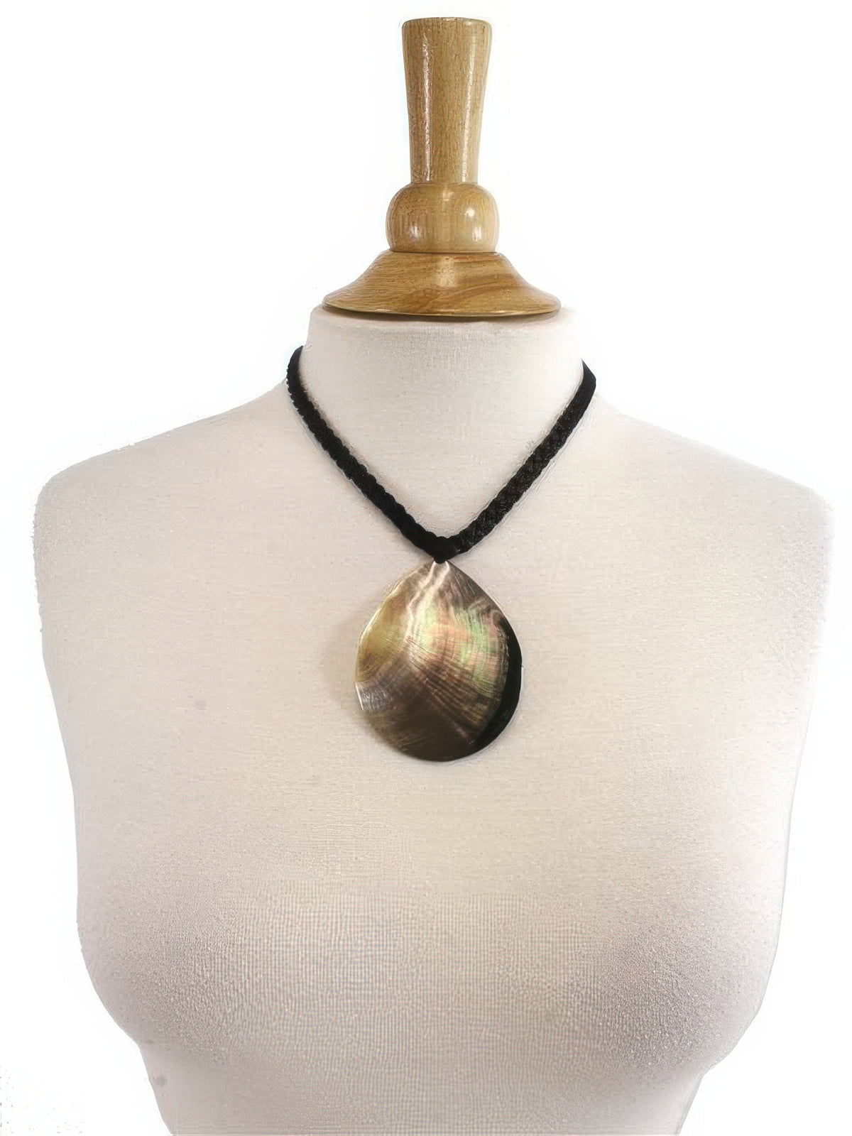 Ka Makani - Teardrop Mother of Pearl Blacklip Shell Necklace 3 x 2.5"