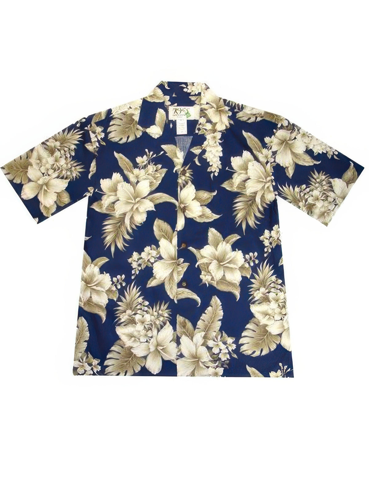 Ky's - Wonder Hibiscus Navy Blue Cotton Men's Hawaiian Shirt