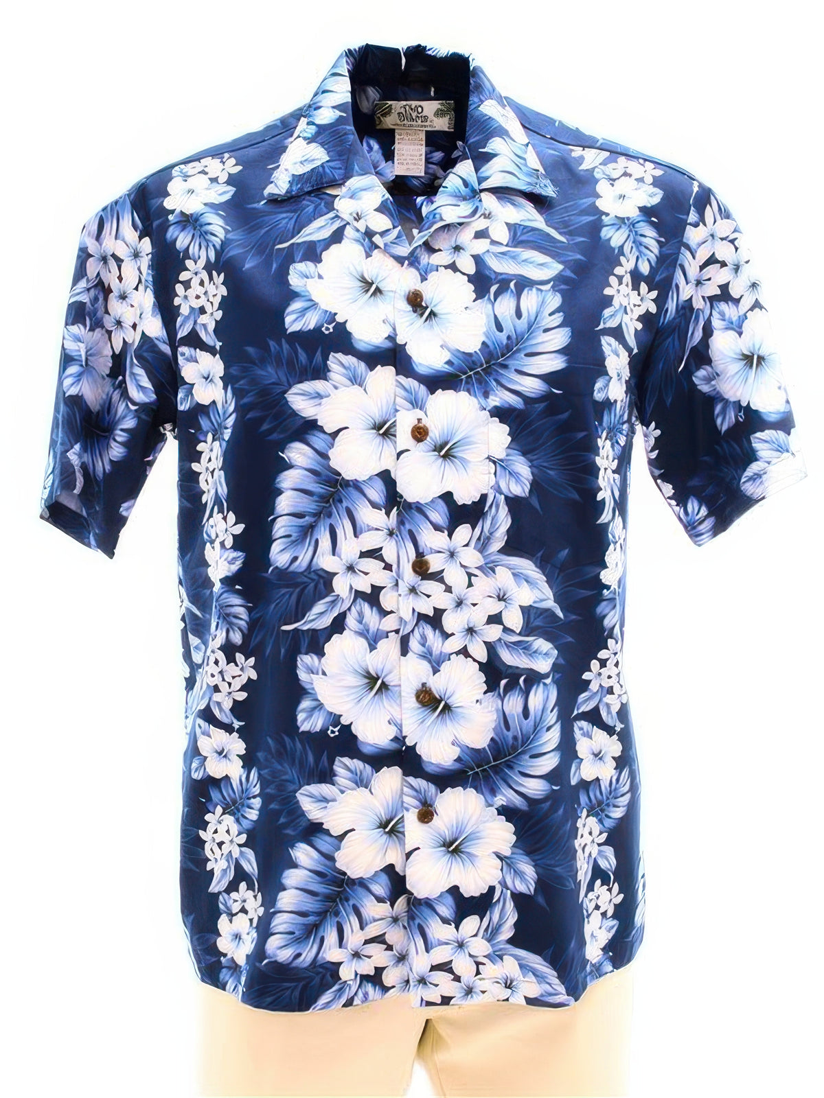 Two Palms - Pacific Panel Navy Cotton Men's Hawaiian Shirt