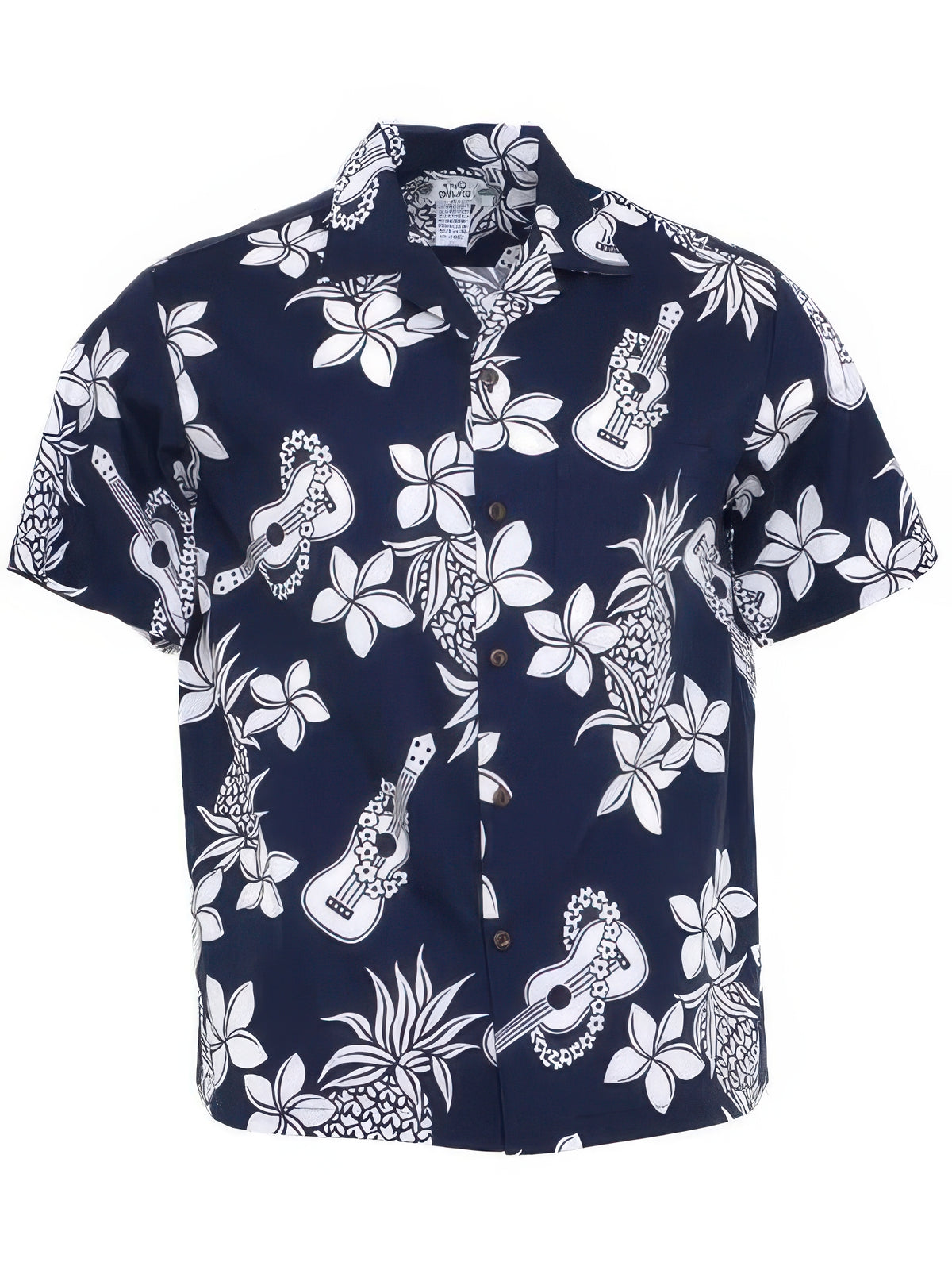 Two Palms - Ukulele Navy Cotton Men's Hawaiian Shirt