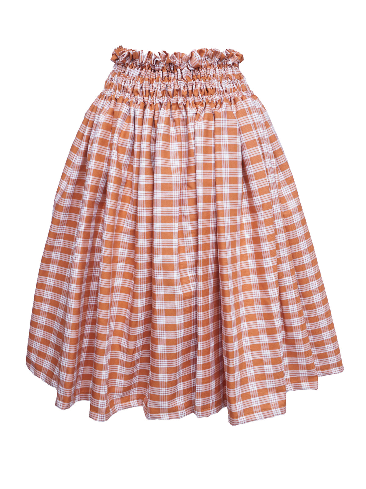 Ka Makani - Antique Gold Palaka Gingham Cotton Hula Pau Skirt / 3 Bands