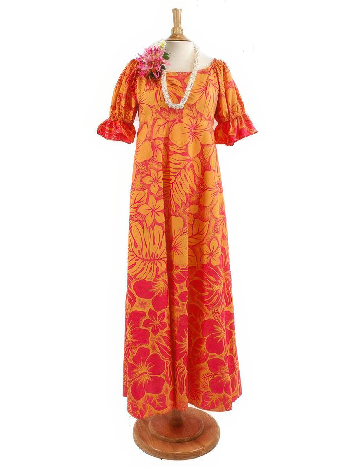Ka Makani - Gradation Medley Orange Poly Cotton Hawaiian Long Muumuu Dress 2XL Ka Makani - Gradation Medley Orange Poly Cotton Hawaiian Long Muumuu Dress 2XL