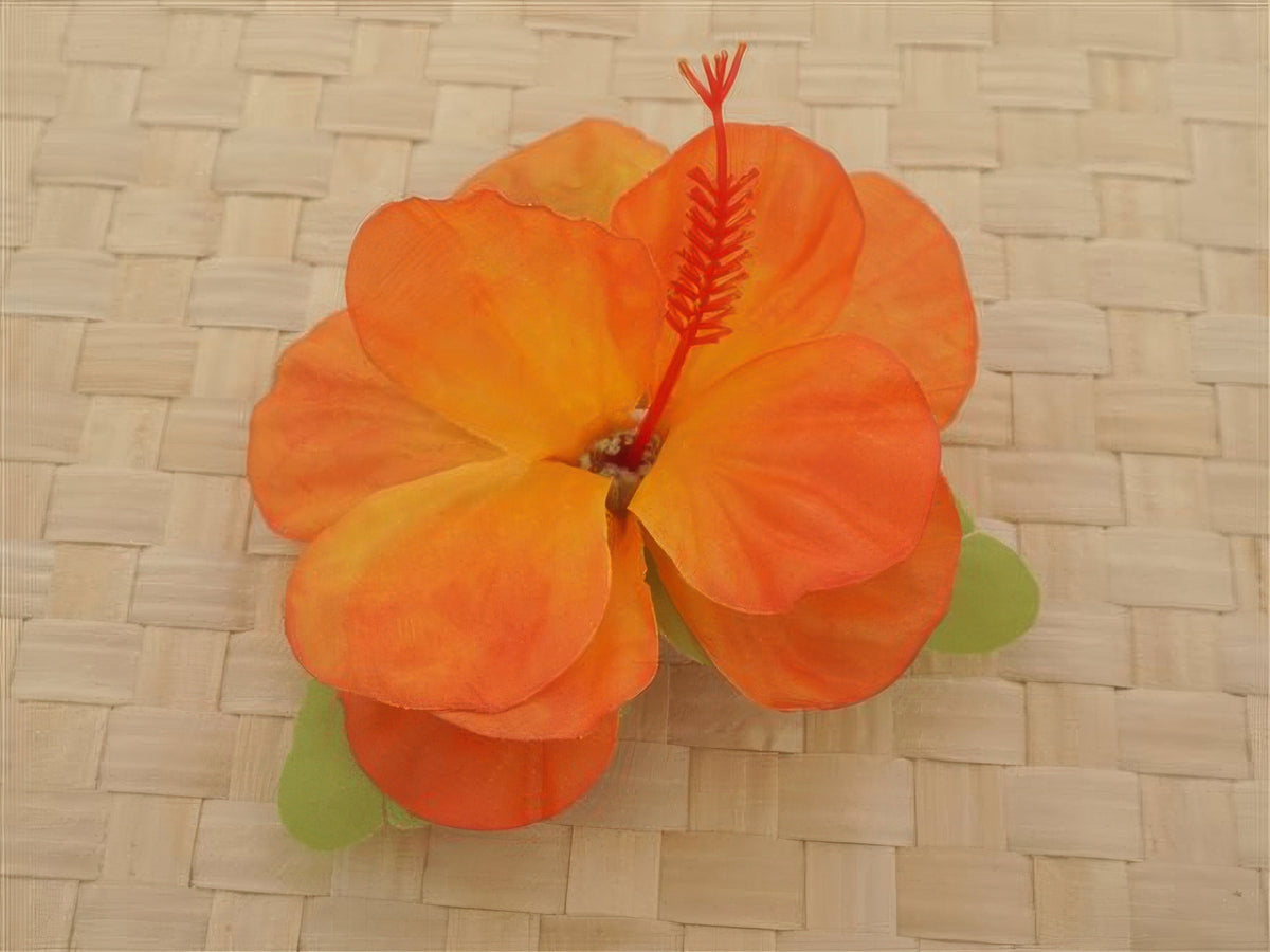 Ka Makani - Orange Single Hibiscus Clip 4.5"