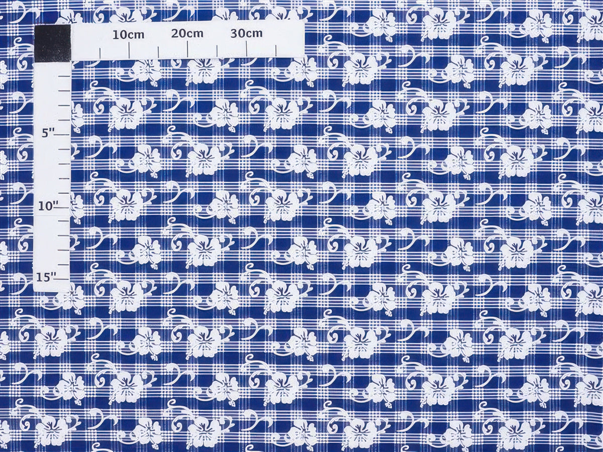 Ka Makani - Hibiscus Palaka Navy Poly Cotton Hawaiian Fabric HH-351-859