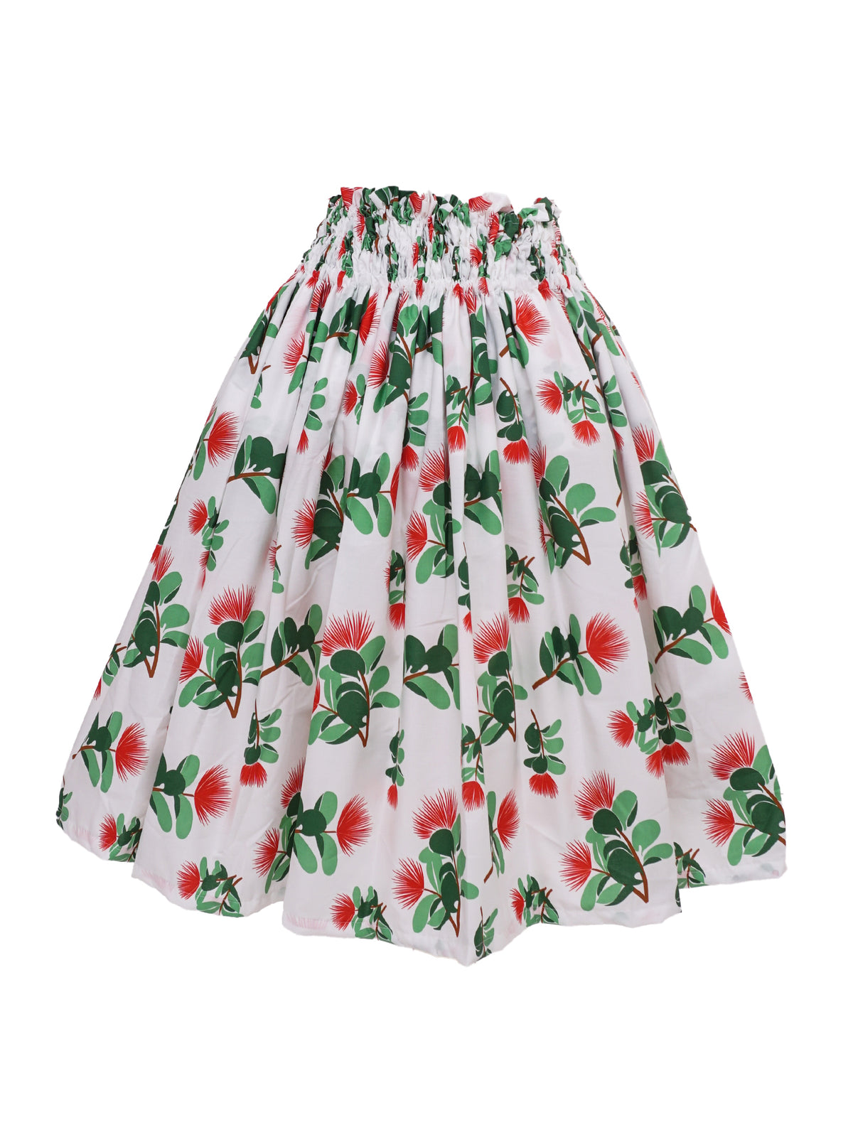 Ka Makani - Ohia Lehua Cream Poly Cotton Single Pau Skirt / 3 Bands