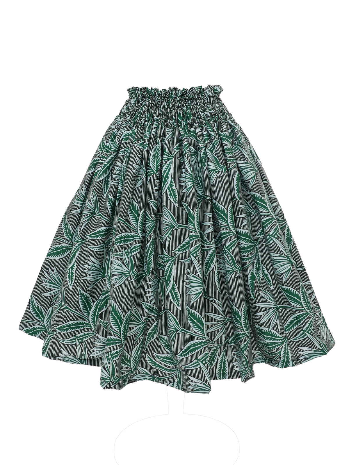 Ka Makani - Bird of Paradise Green Poly Cotton Single Pau Skirt / 3 Bands