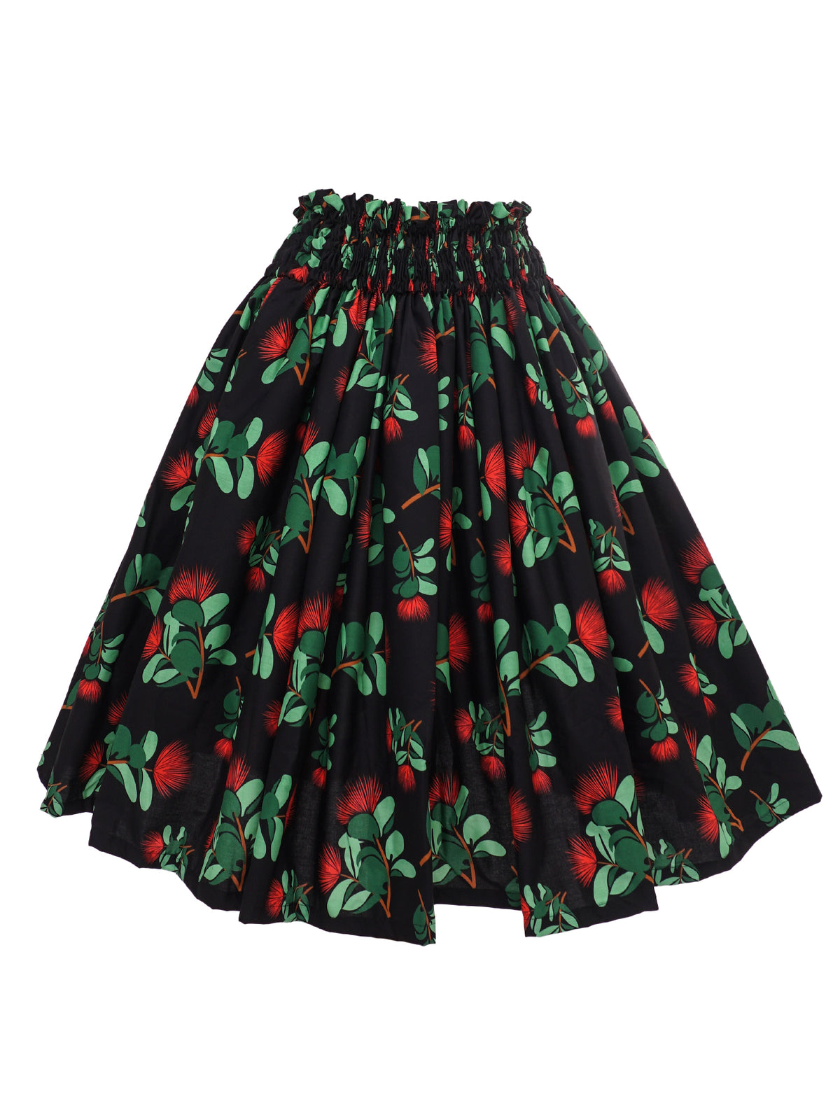 Ka Makani - Ohia Lehua Black Poly Cotton Single Pau Skirt / 3 Bands