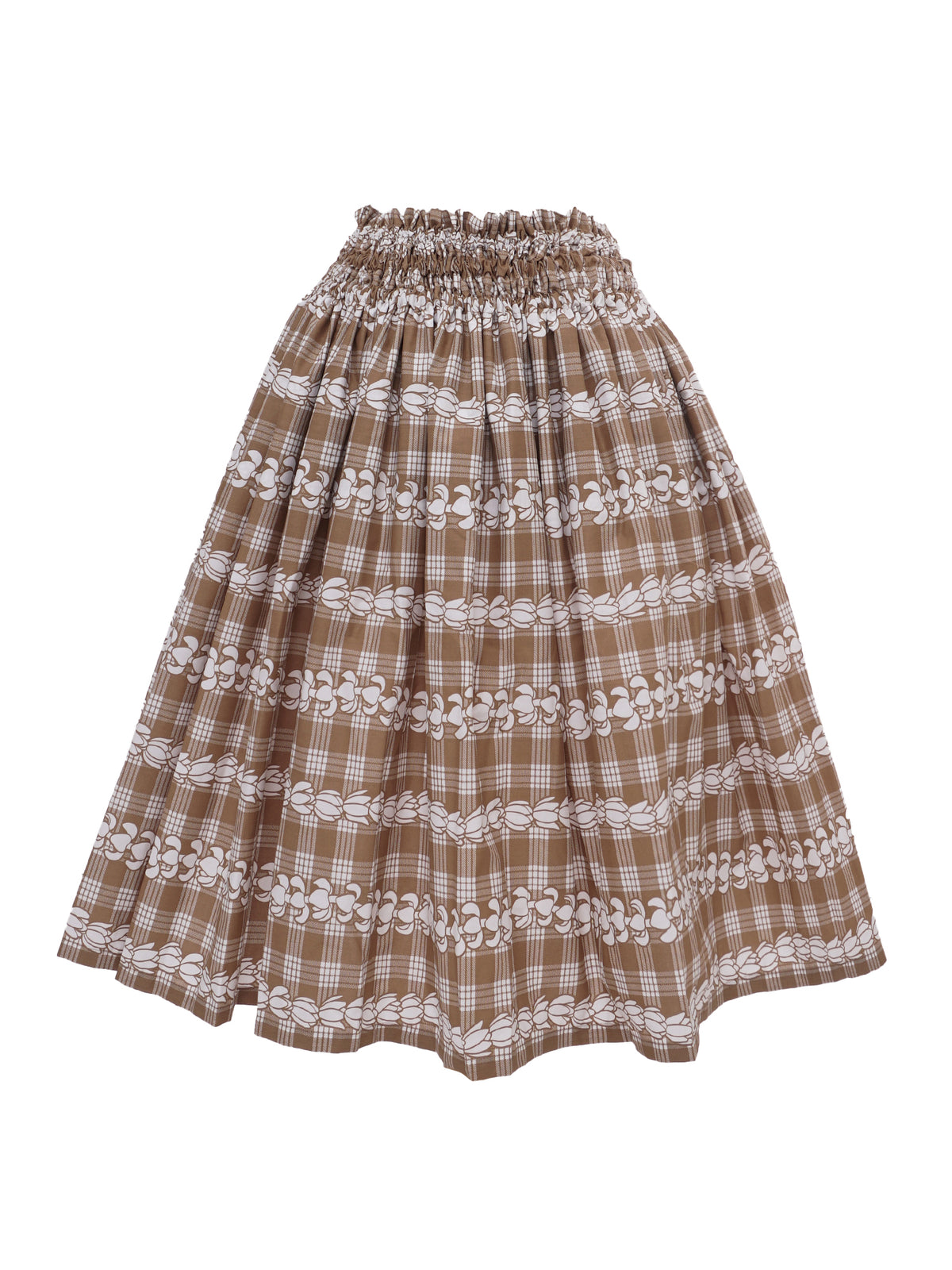 Ka Makani - Puakenikeni Lei Palaka Coconut Poly Cotton Single Pau Skirt / 3 Bands