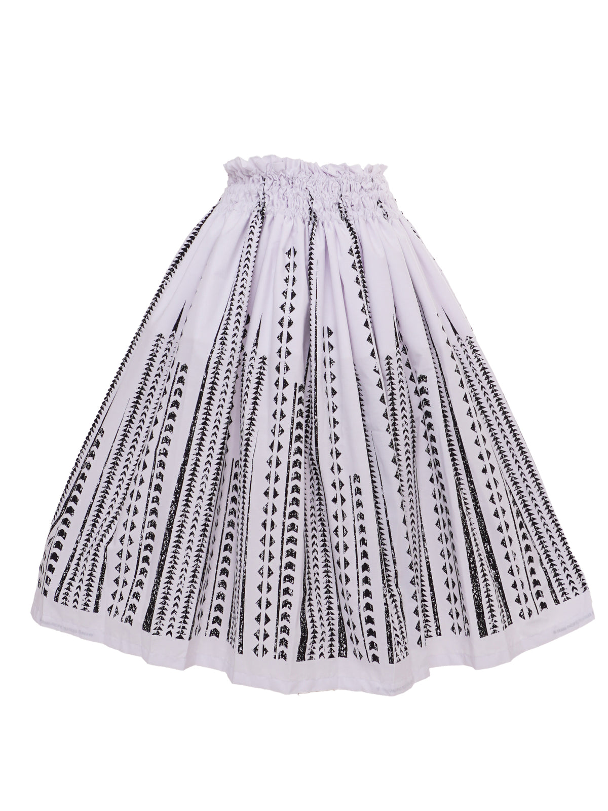 Ka Makani - Triangle & Tribal Tattoo White & Black Poly Cotton Single Pau Skirt / 3 Bands