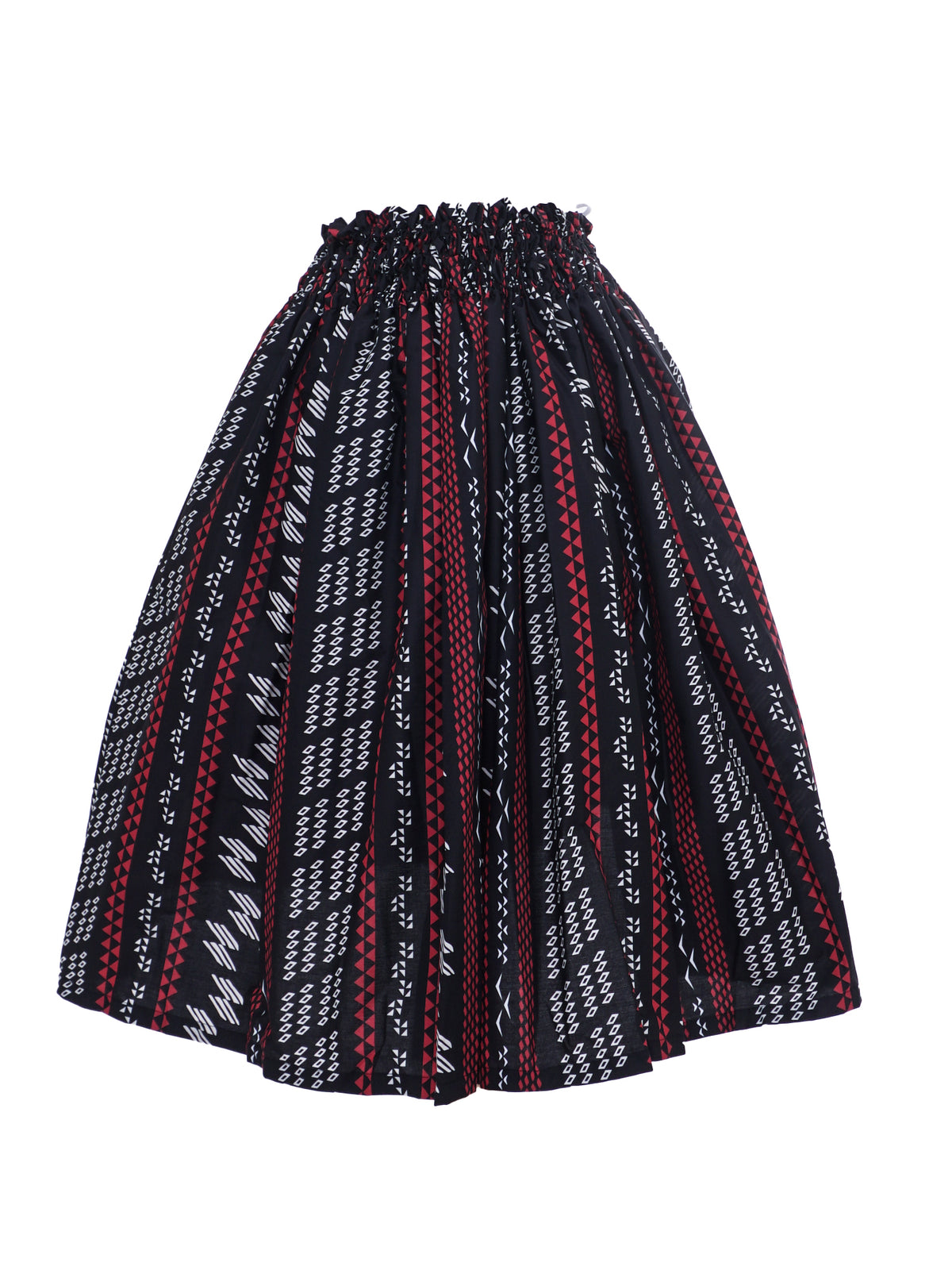 Ka Makani - Tribal Triangle Black & Red Poly Cotton Single Pau Skirt / 3 Bands
