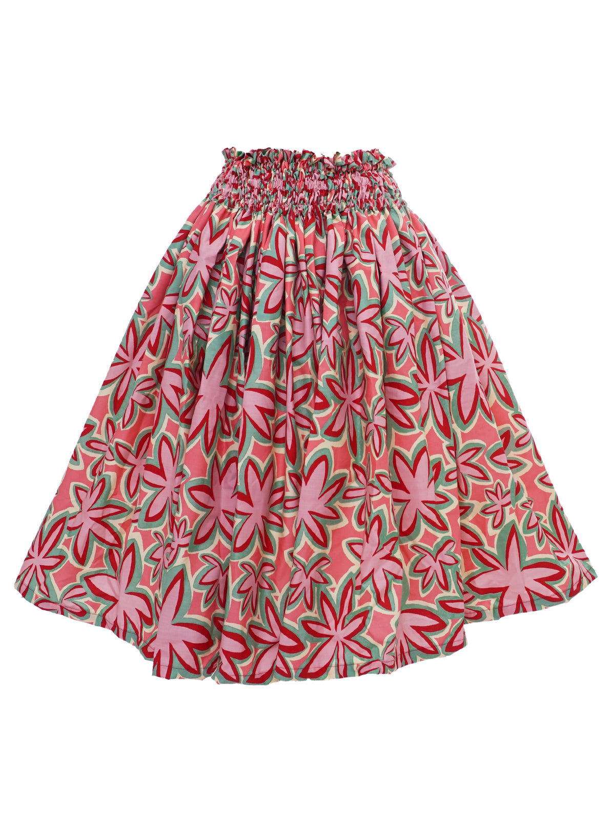 Ka Makani - Lovely Tiare Coral Poly Cotton Single Pau Skirt / 3 Bands