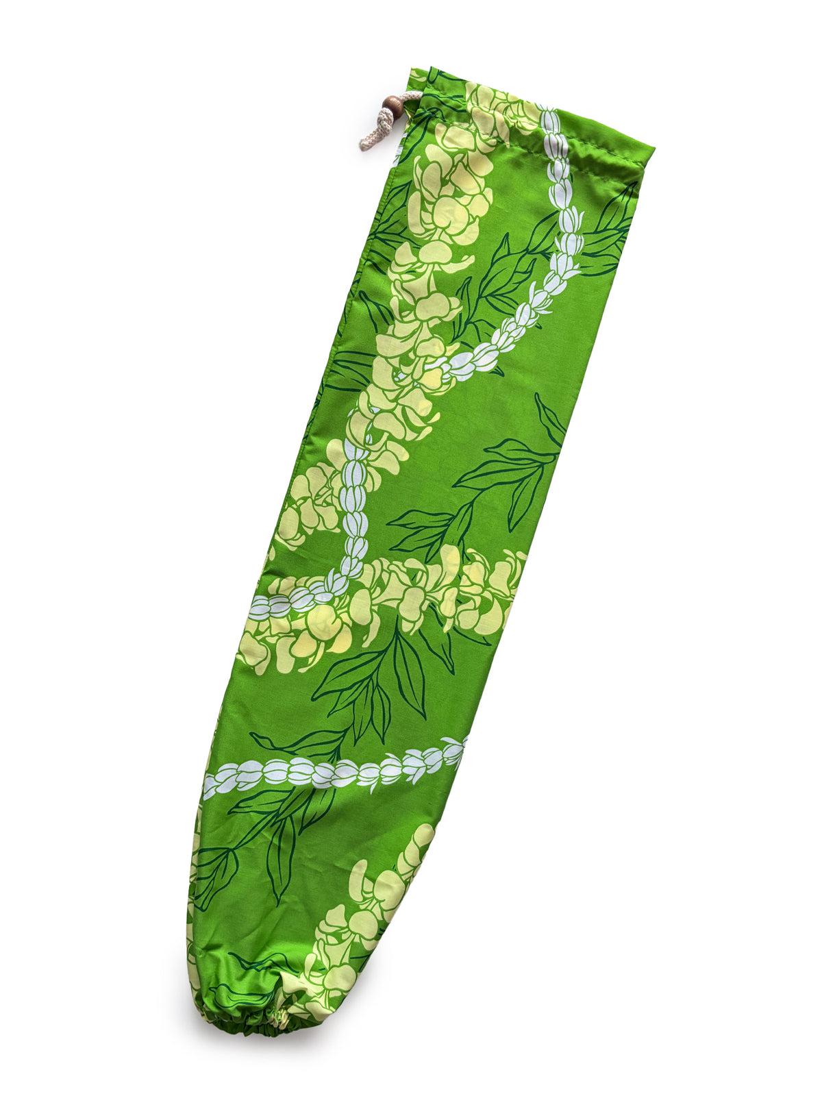 Ka Makani - Plumeria & Pikake Lei Green Hula Pau Skirt Case