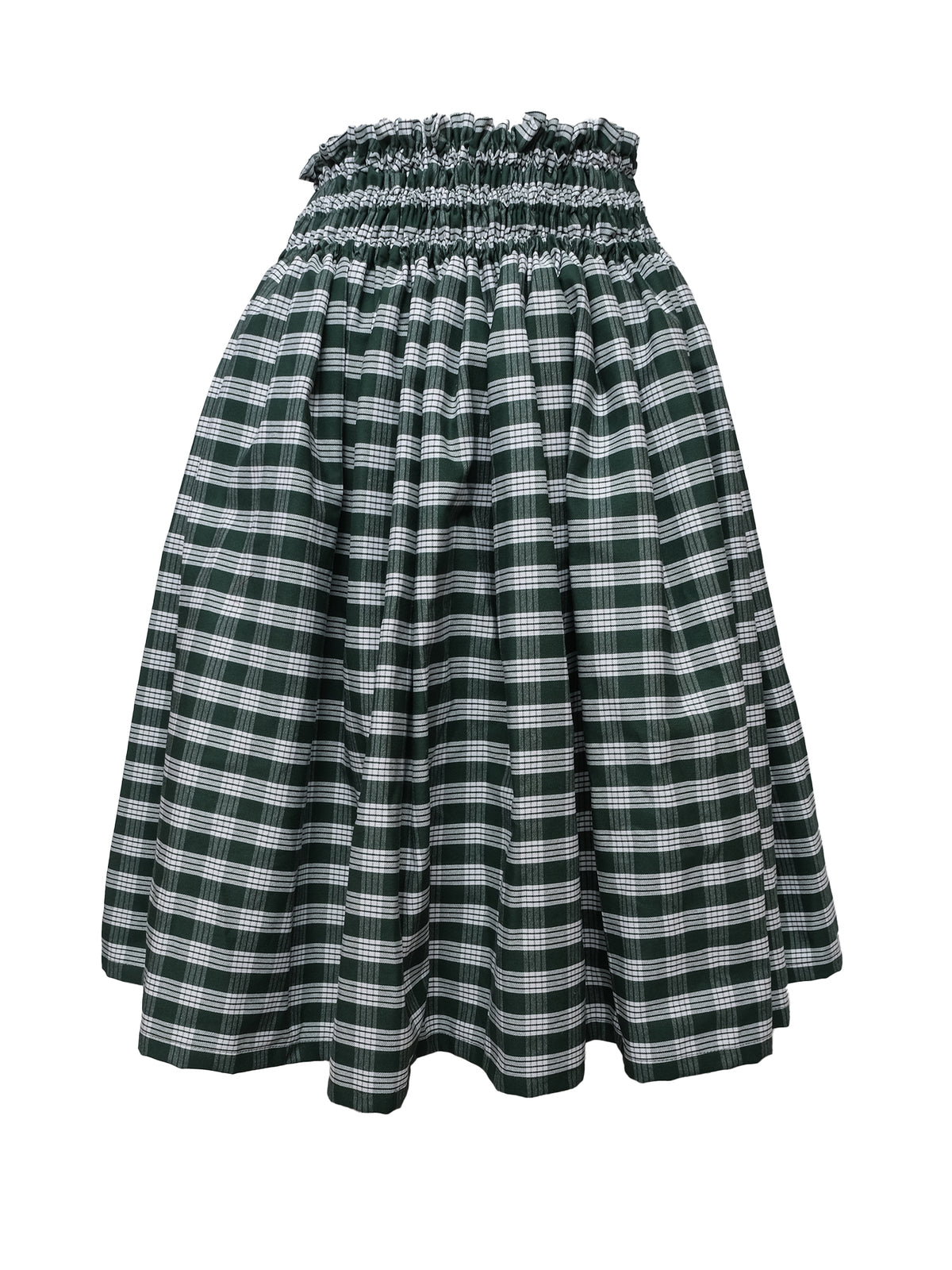Ka Makani - Hunter Green Palaka Gingham Cotton Hula Pau Skirt / 3 Bands