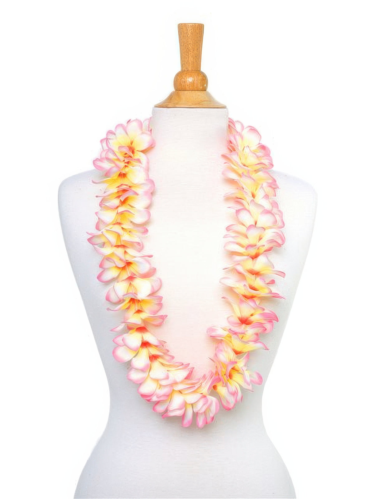 Ka Makani -Pink & Yellow & Red Plumeria Lei 40"