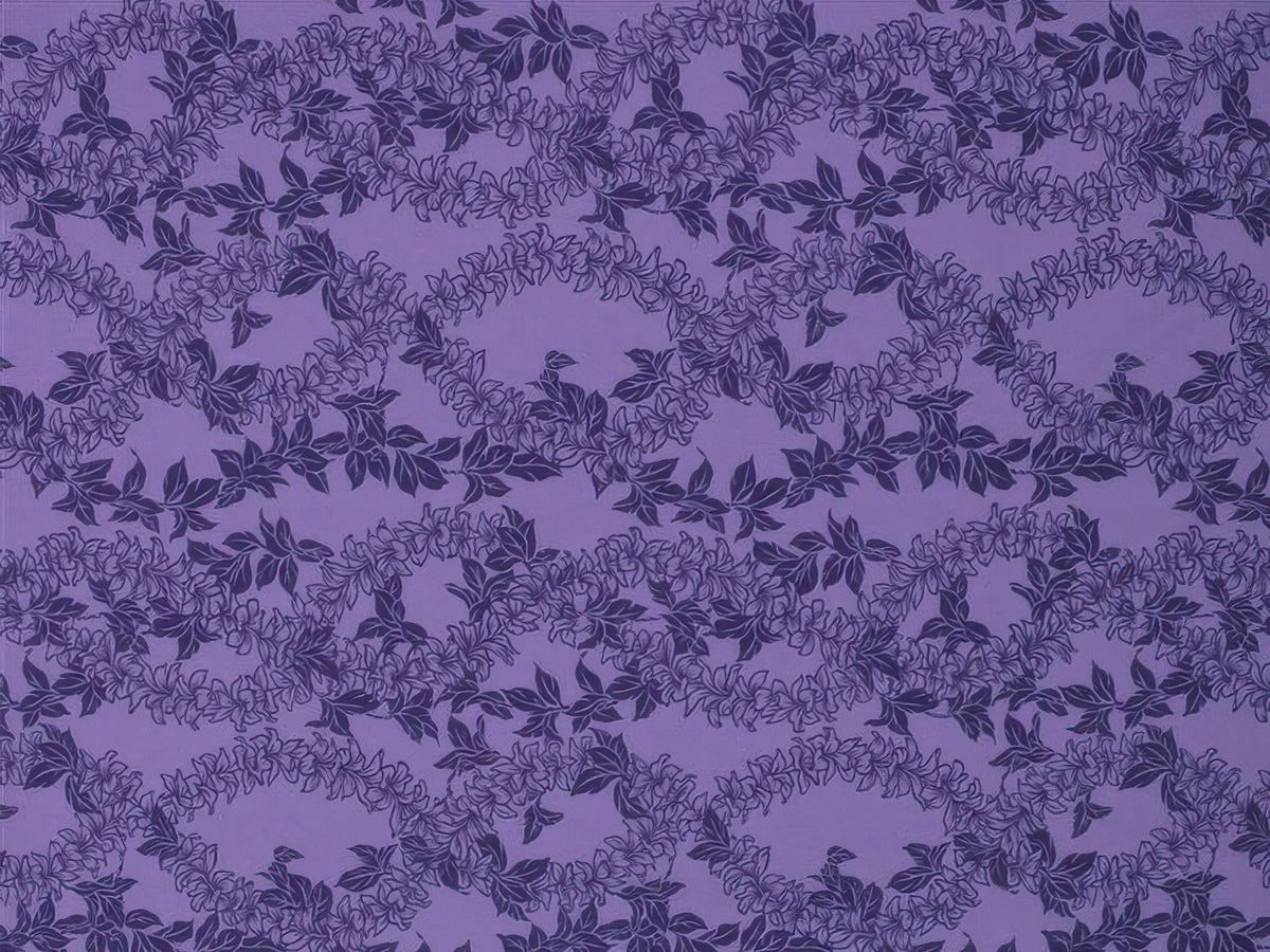 Ka Makani - Flower Lei Purple Poly Cotton Hawaiian Fabric LW-15-431