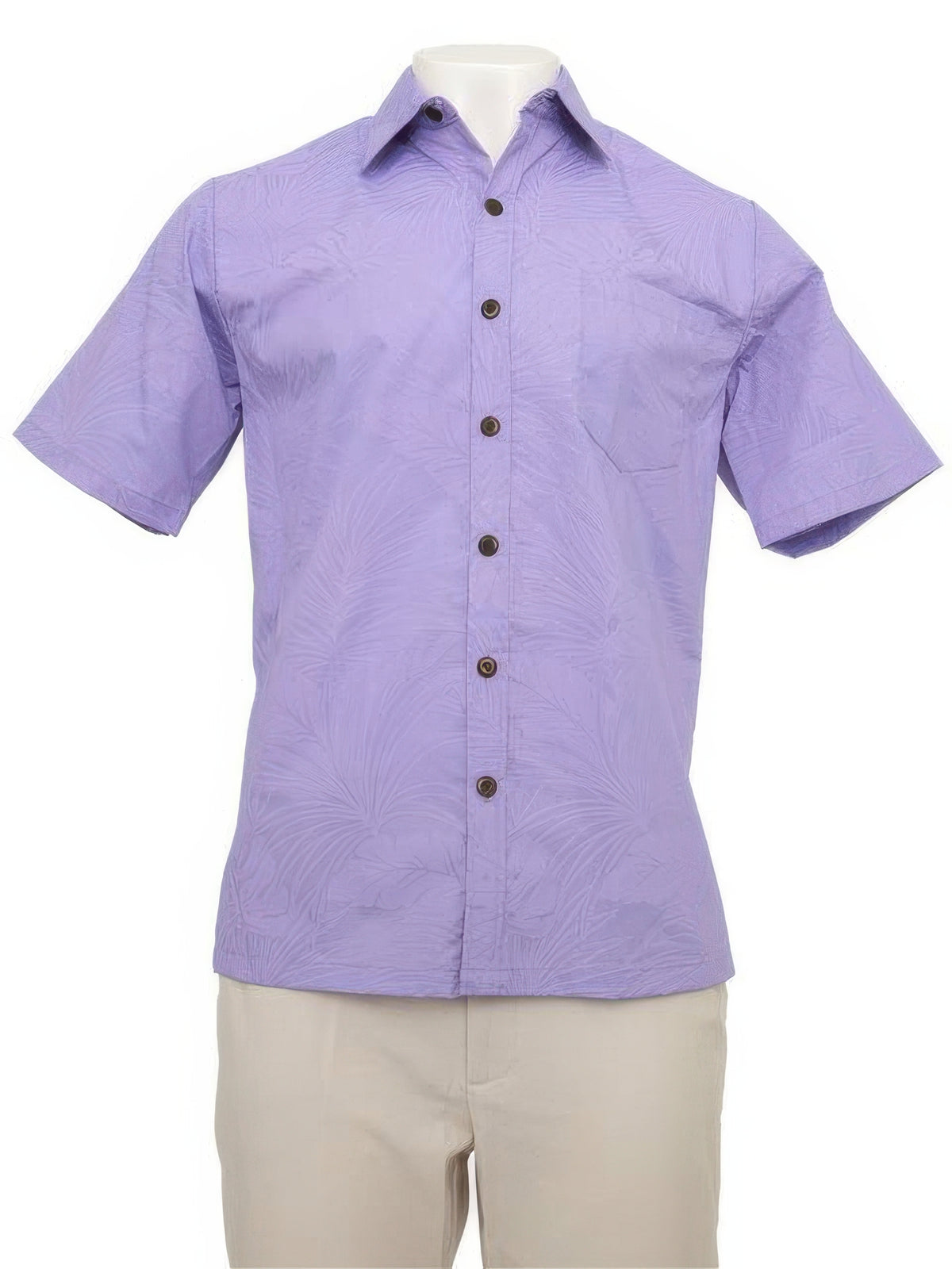 Anuenue - Monstera Lavender Poly Cotton Men's Hawaiian Shirt