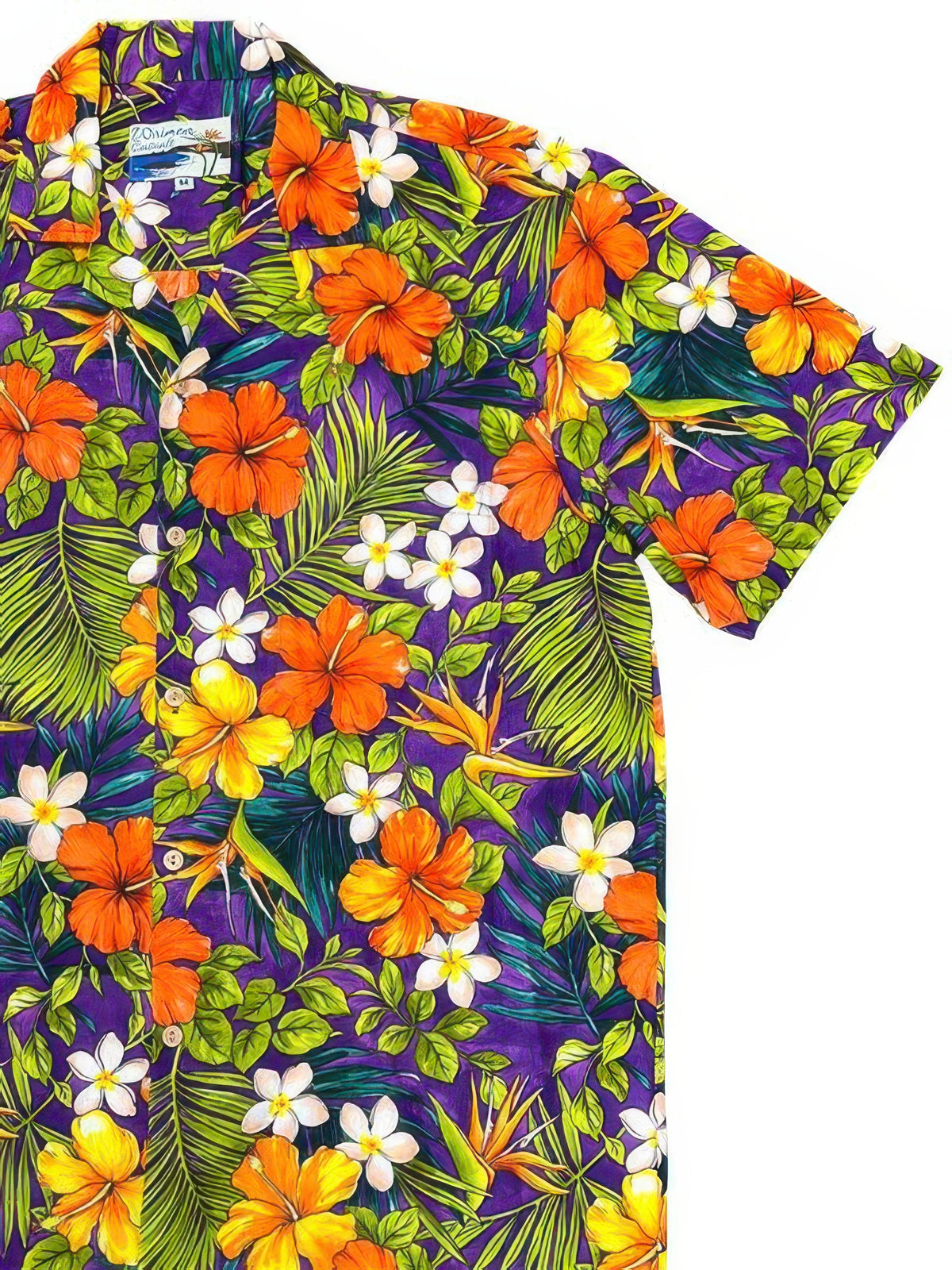 Waimea Casuals - Tropical Purple Black Cotton Men's Hawaiian Shirt