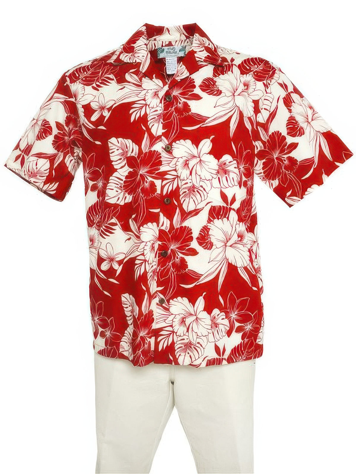 Two Palms - Orchid Monstera Red Cotton Men's Hawaiian Shirt