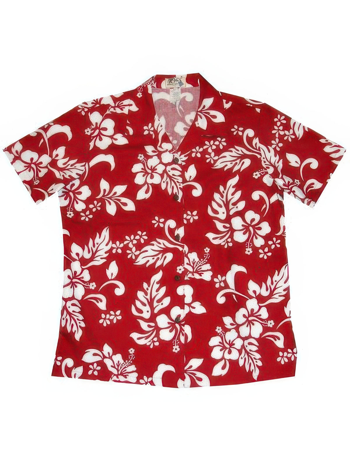 Ky's - Classic Hibiscus Red Cotton Women's Hawaiian Shirt