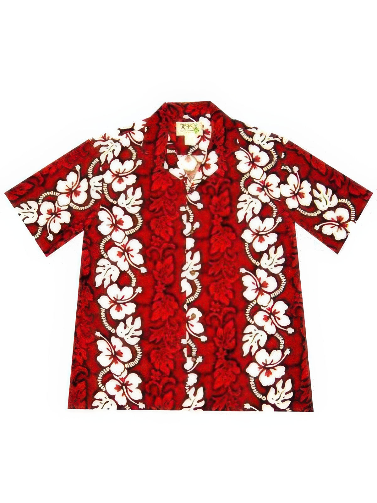 Ky's - Hibiscus Lei Red Cotton Men's Hawaiian Shirt