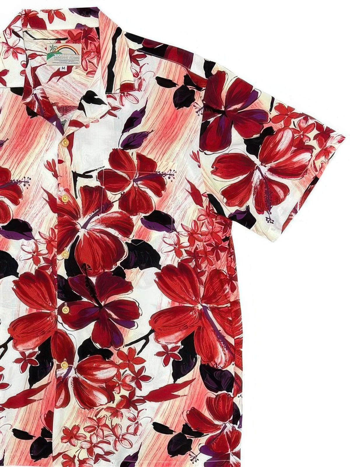 Paradise Found - Watercolor Hibiscus Red Rayon Men's Hawaiian Shirt