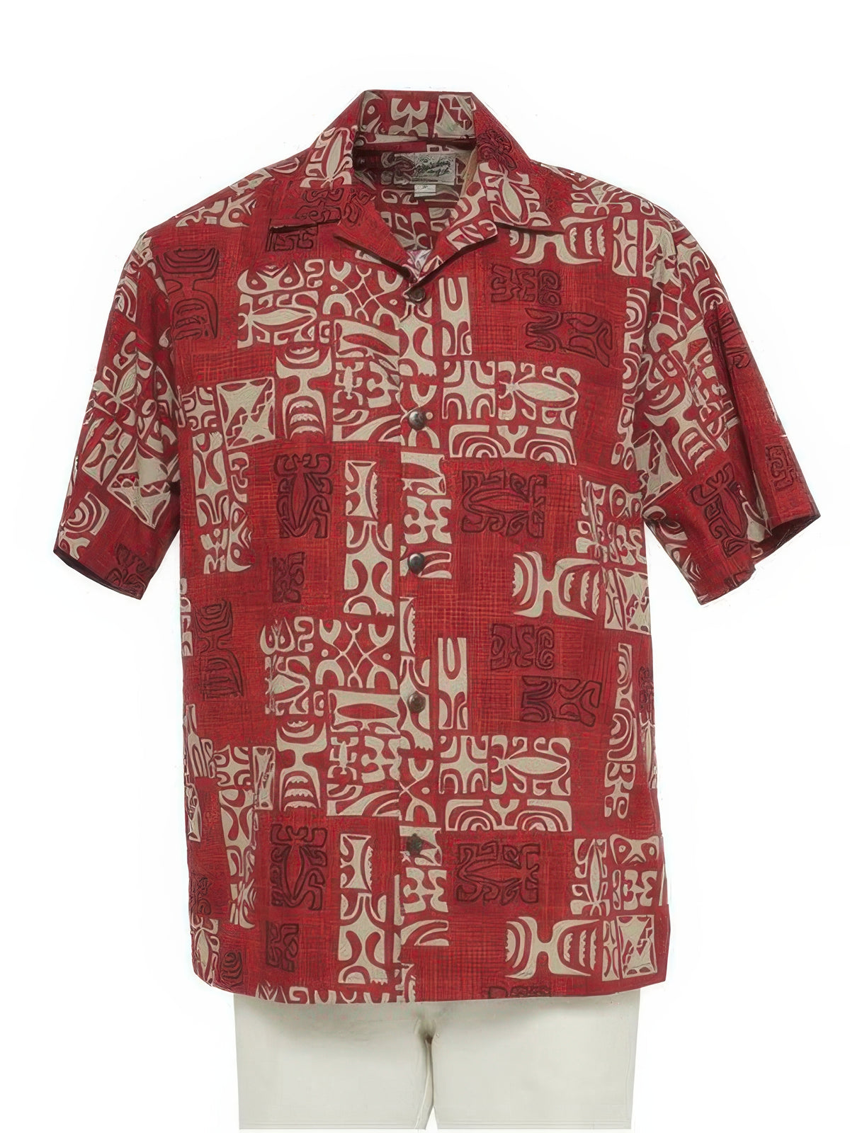 Hilo Hattie - Petro Red Cotton Men's Hawaiian Shirt