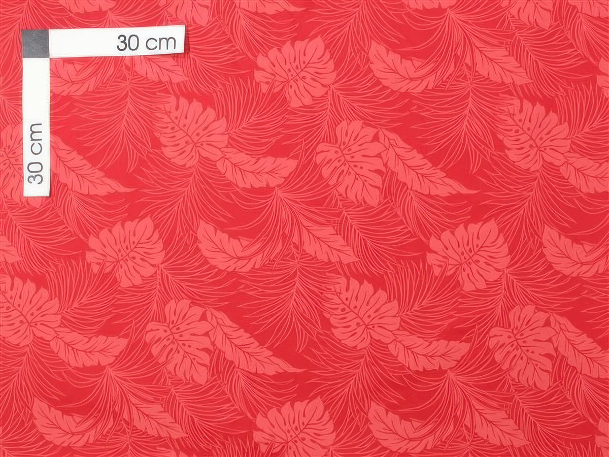 Ka Makani - Monstera Red Poly Cotton Hawaiian Fabric - LMH-04-331