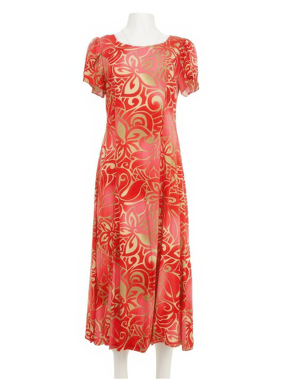 Hilo Hattie - Tribal Tiare Red Rayon Women's KIMI 2 Long Dress