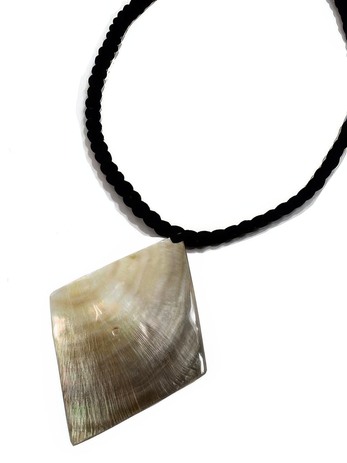Ka Makani - Diamond Mother of Pearl Blacklip Shell Necklace 3 x 2.25"