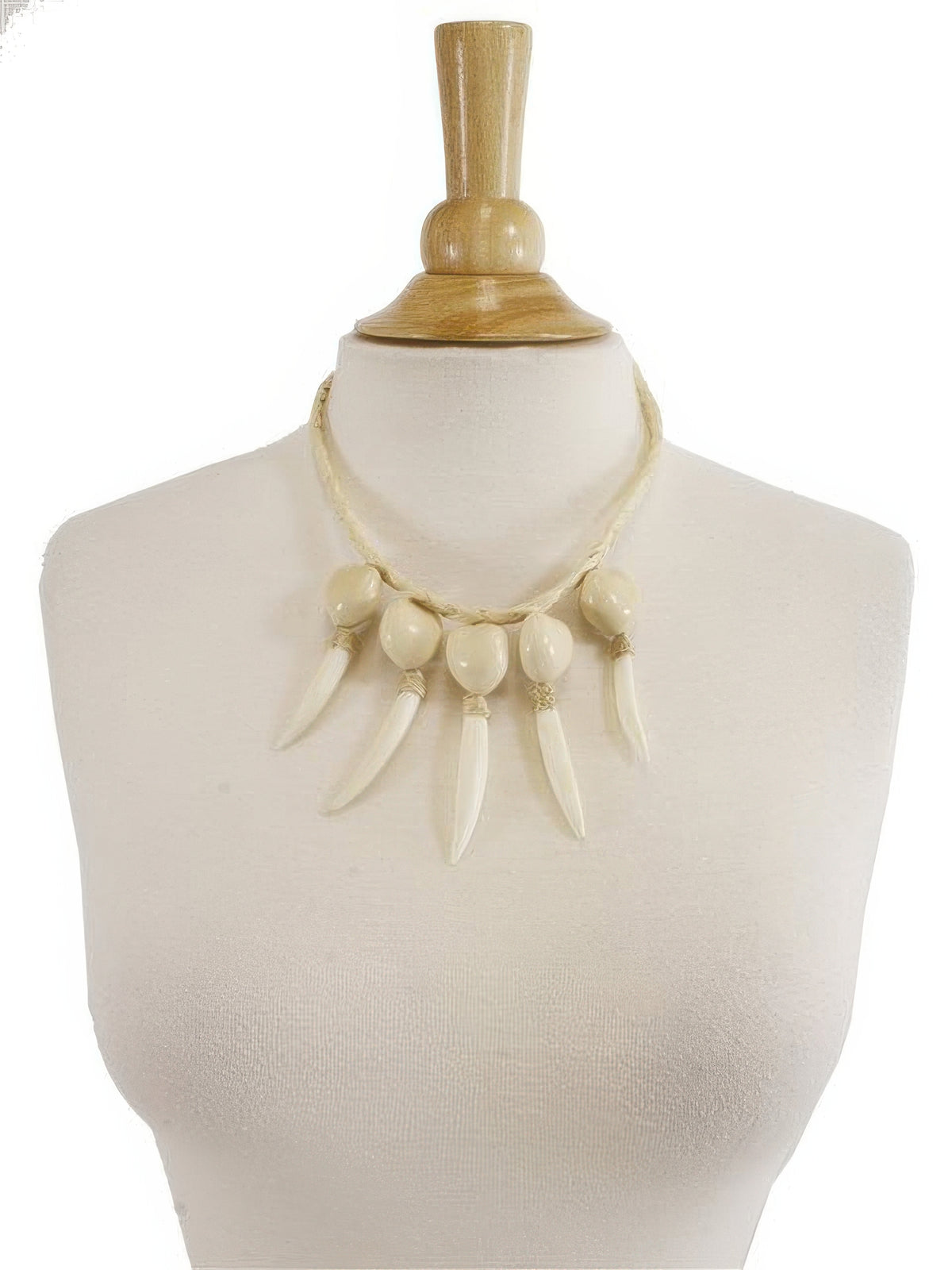 Ka Makani - 5 Boar Tusk with White Kukui Nut Necklace 2"