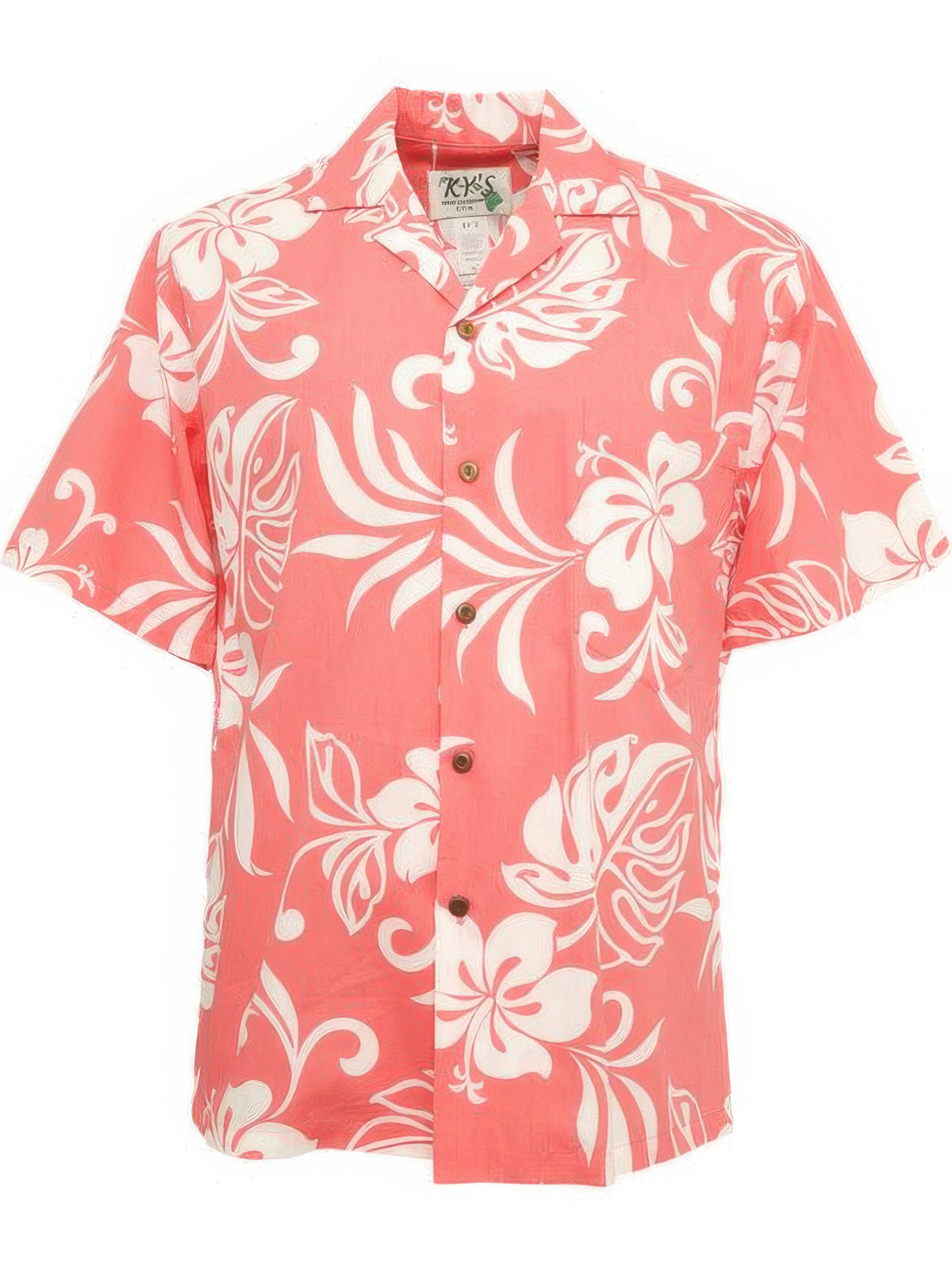 Ky's - Classic Hibiscus Coral Cotton Poplin Men's Hawaiian Shirt