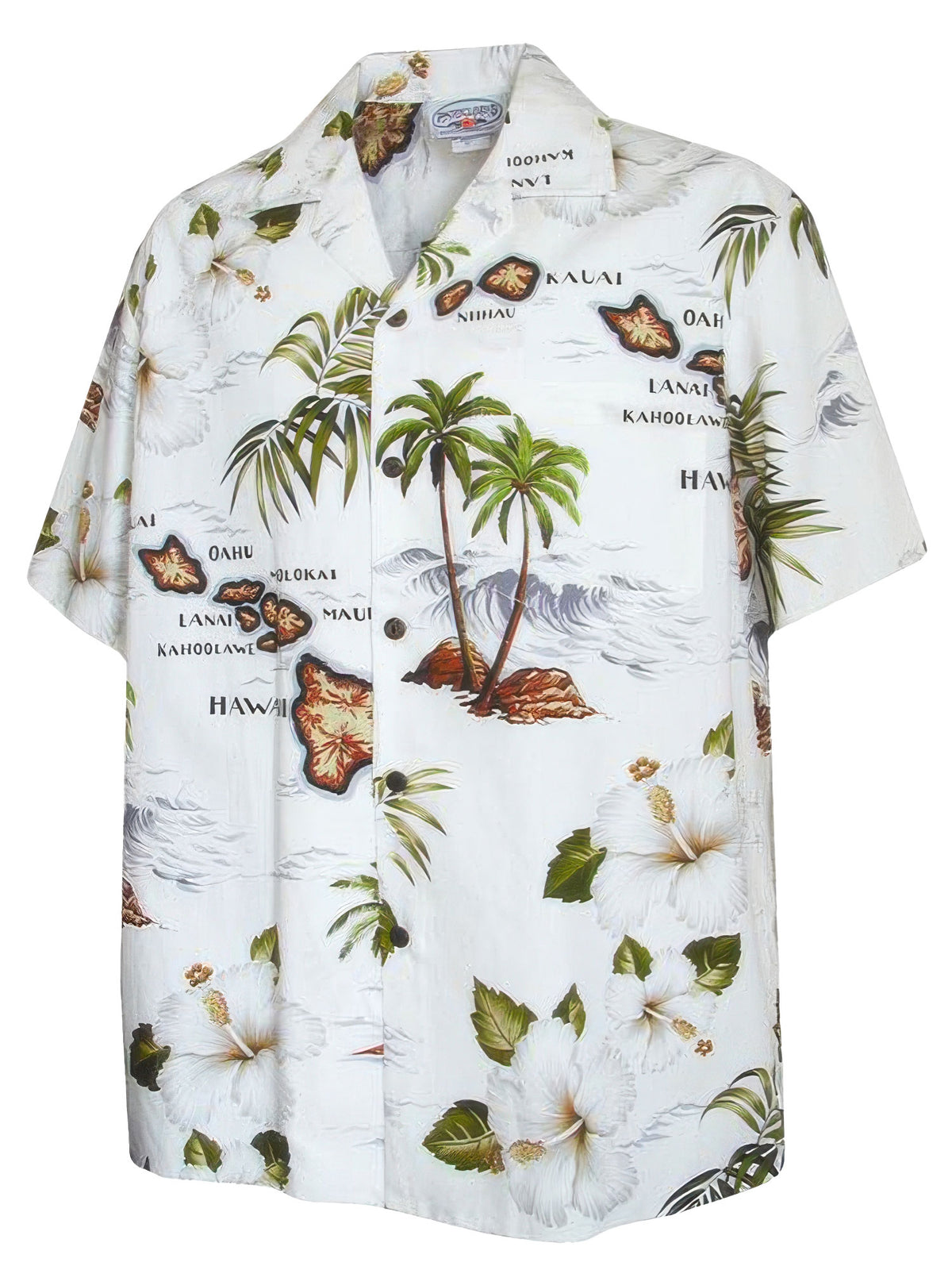 Pacific Legend - Island Chain White Cotton Men's Hawaiian Shirt